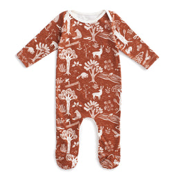 Footed Romper - In The Forest Chestnut