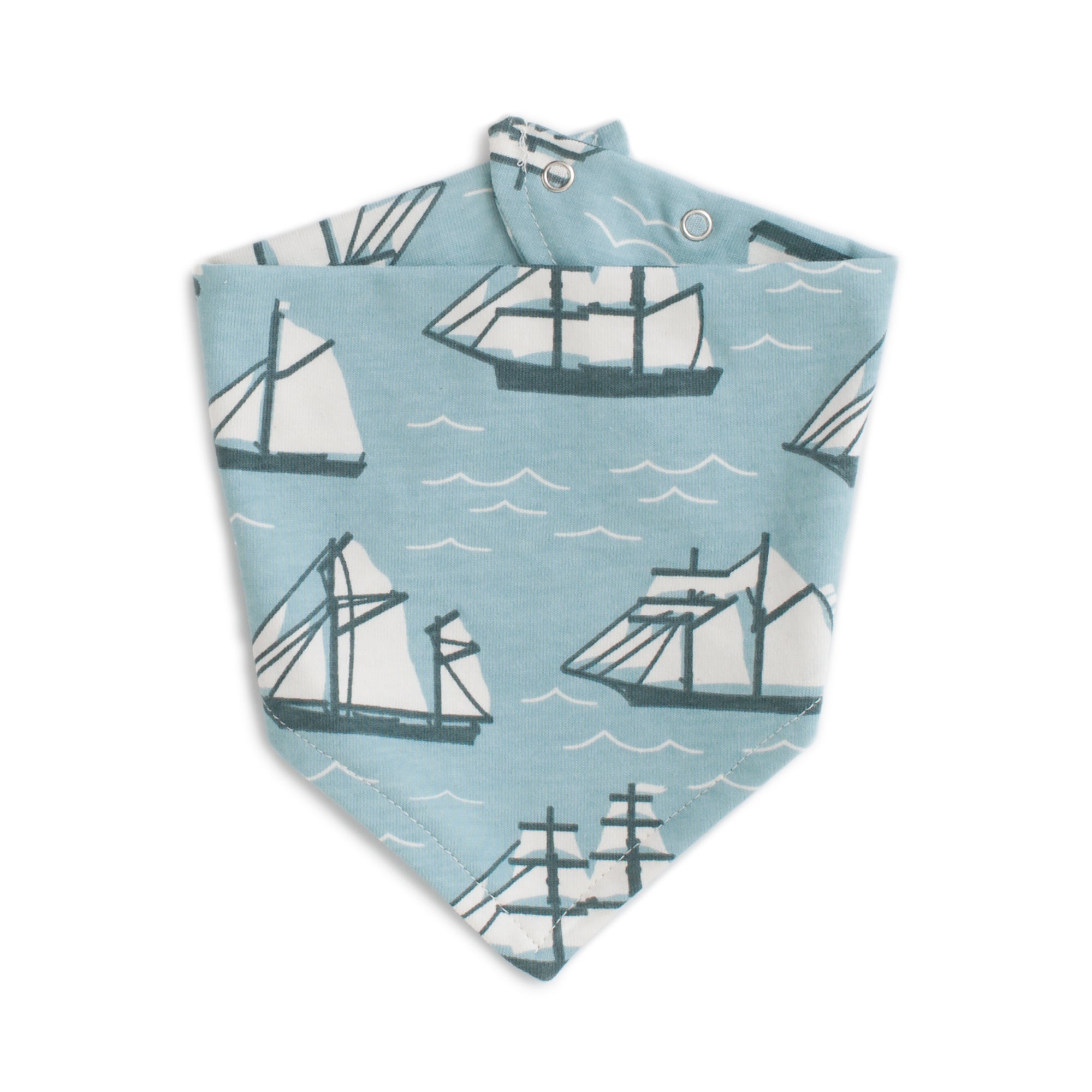 Kerchief Bib - Vintage Sailboats Ocean Blue & Teal