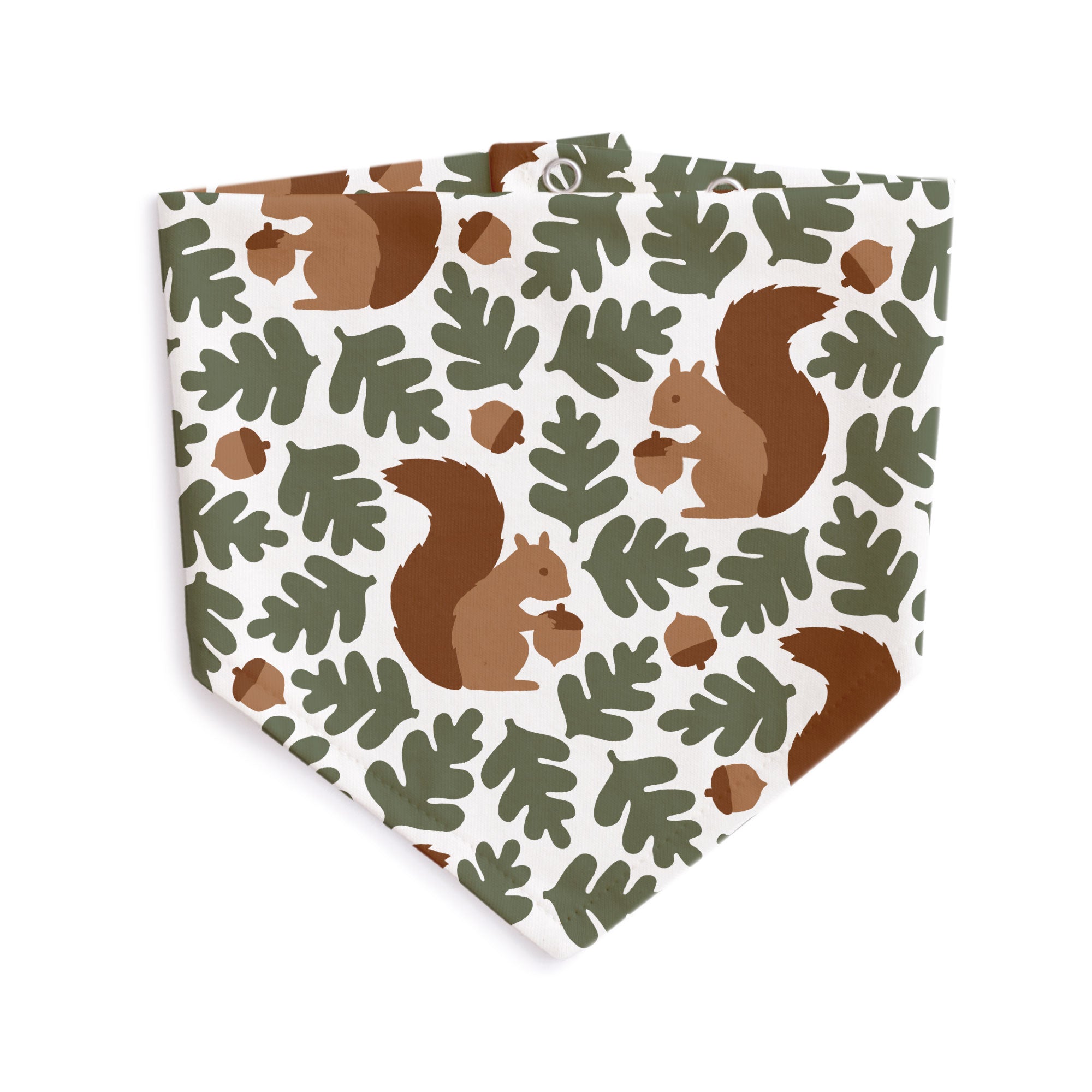 Kerchief Bib - Squirrels Forest Green