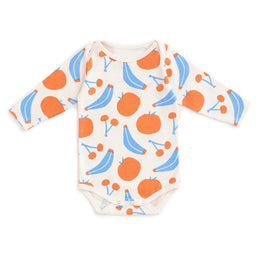 Long-Sleeve Snapsuit - Yummy Fruit Blue & Orange