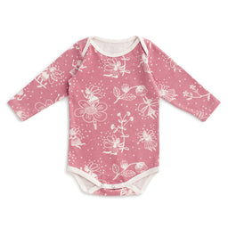 Long-Sleeve Snapsuit - Fairies Dusty Pink