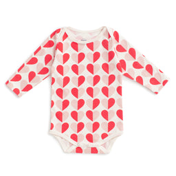 Long-Sleeve Snapsuit - Hearts Red & Pink
