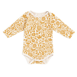 Long-Sleeve Snapsuit - Dutch Floral Yellow