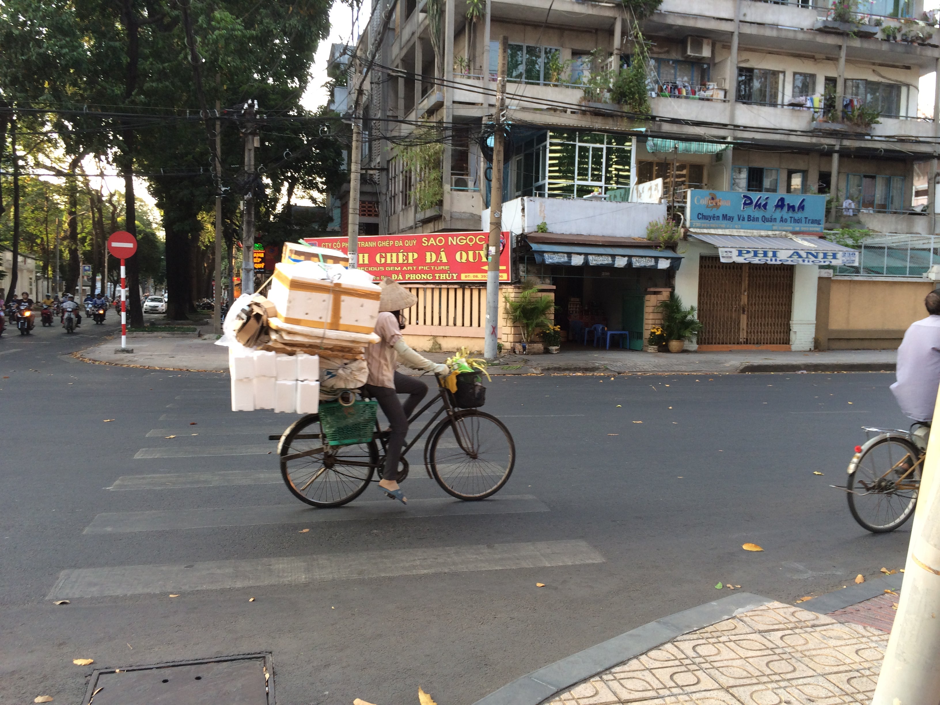 Bicycle carrying cargo, seen in Saigon. 