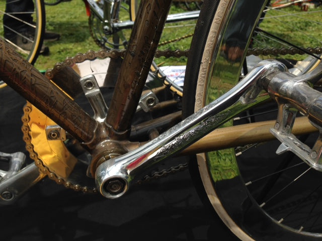 Bronze detail on the bicycle frame
