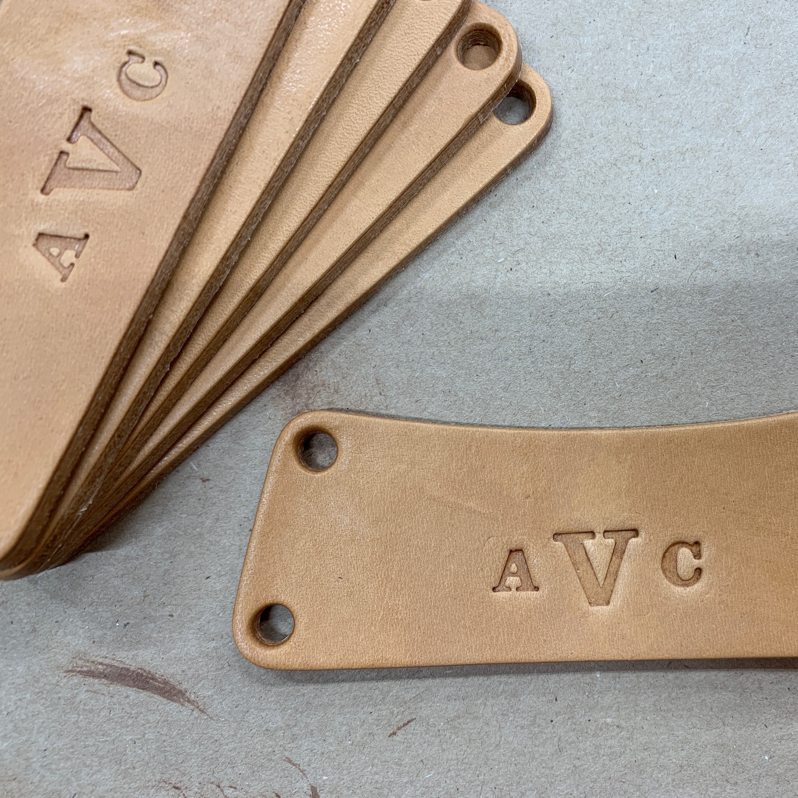 Formal Initials Monogrammed on Leather Handles for Baby's First Nursery Furniture