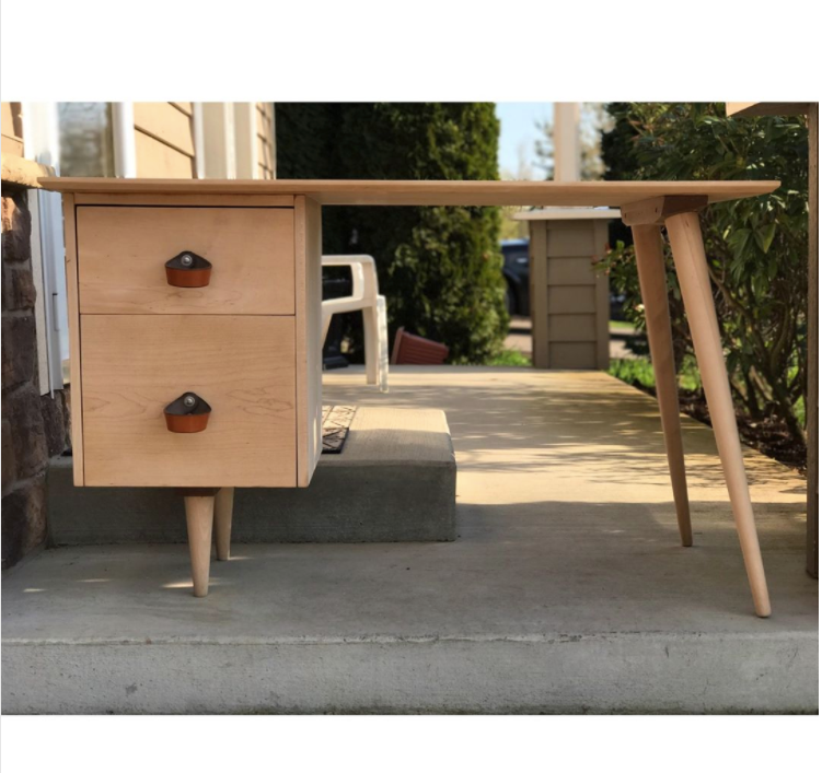 Fremont Honey on Light Birch Wood Midcentury Modern Desk @don.pai