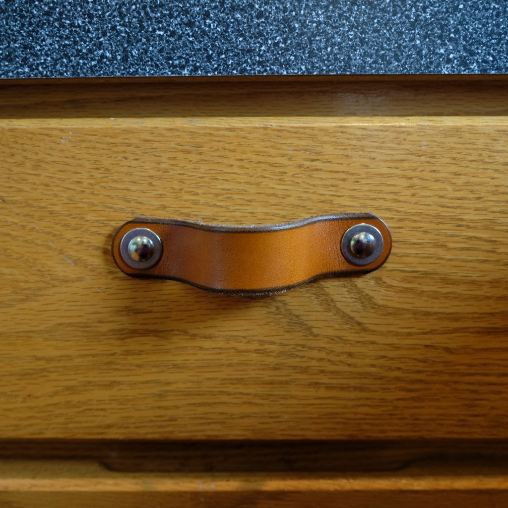 Hawthorne Small Honey Leather Handle on Oak Drawer