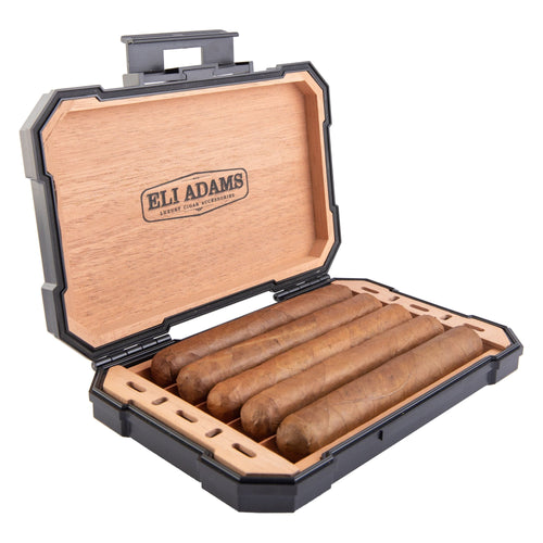 Brown Flat Pattern Leather Cigar Carry Case for 3 Cigars