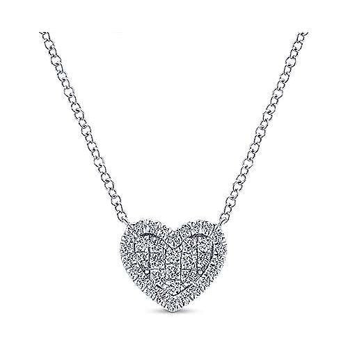 14k white gold diamond heart pendant