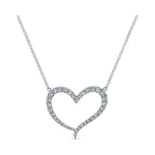 14k White Gold Open Diamond Heart Pendant Necklace Nk5266w45jj Eli Adams Jewelers