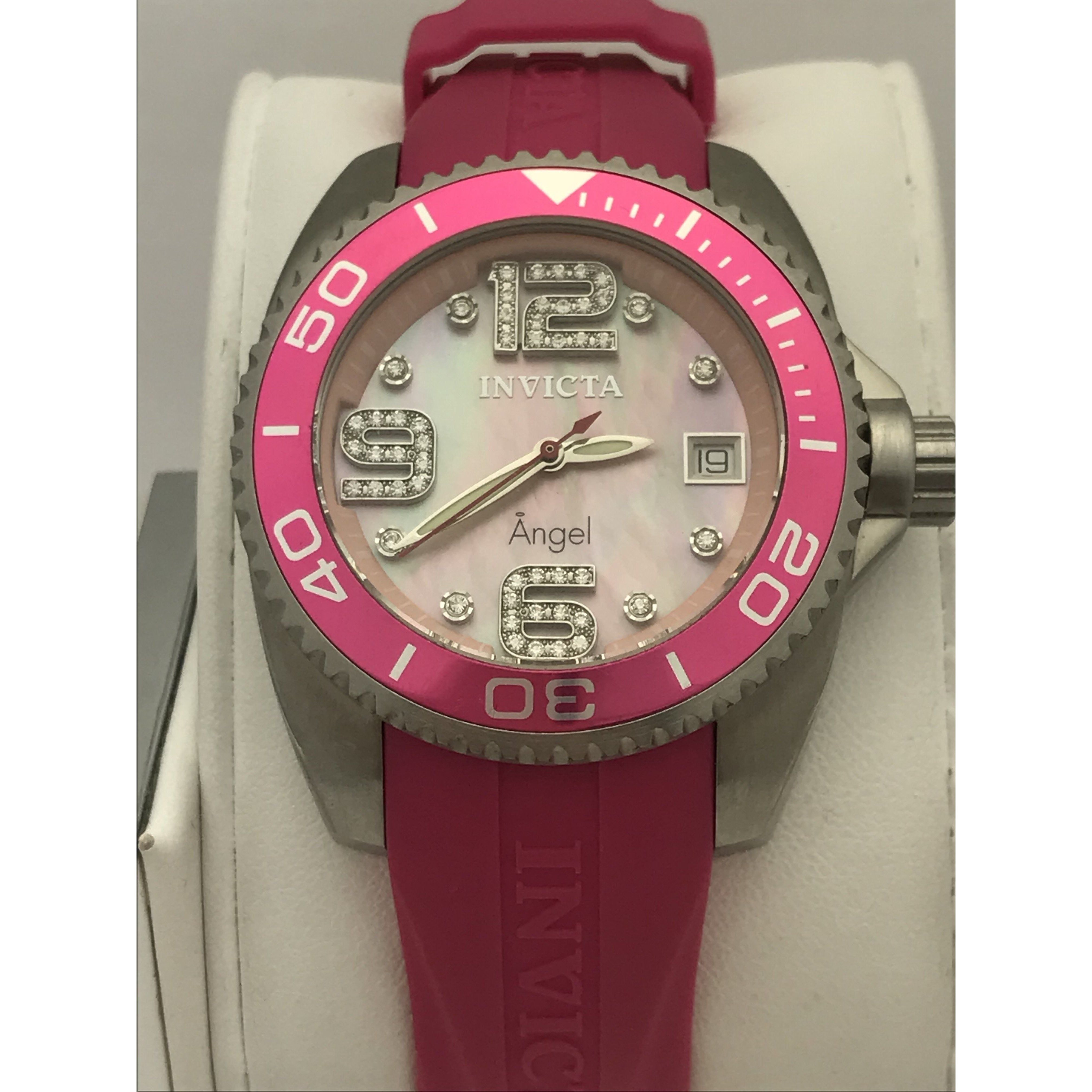 Invicta Angel Ladies Pink Dial Pink Rubber Strap Watch 1058 Eli Adams Jewelers