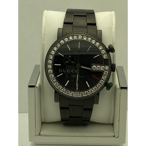Gucci - 101M Day and Date Watch with Black Leather Strap – Every