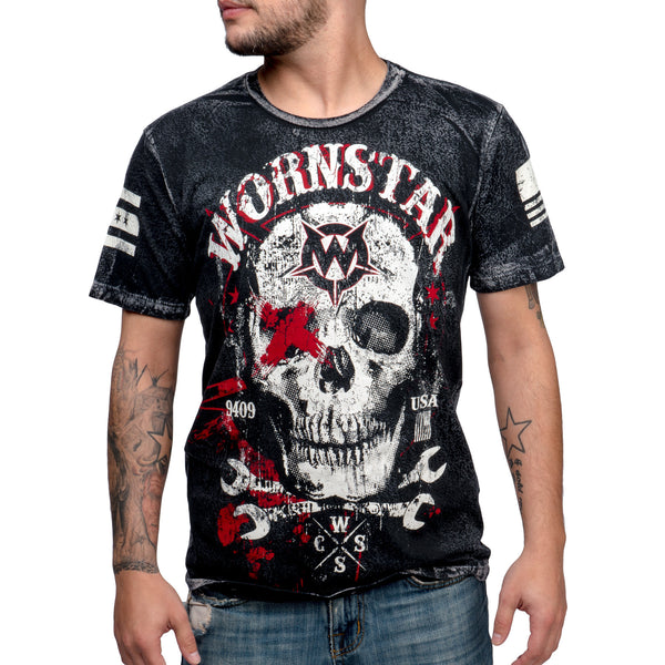 Wornstar Apparel Rock Clothing Skull Death Mechanic T Shirt (Apparel, Deals, Rock Clothing, Wornstar) T-Shirts | OFFBEAT