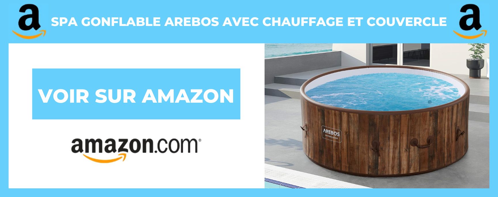 Spa Gonflable Arebos avec Chauffage et Couvercle