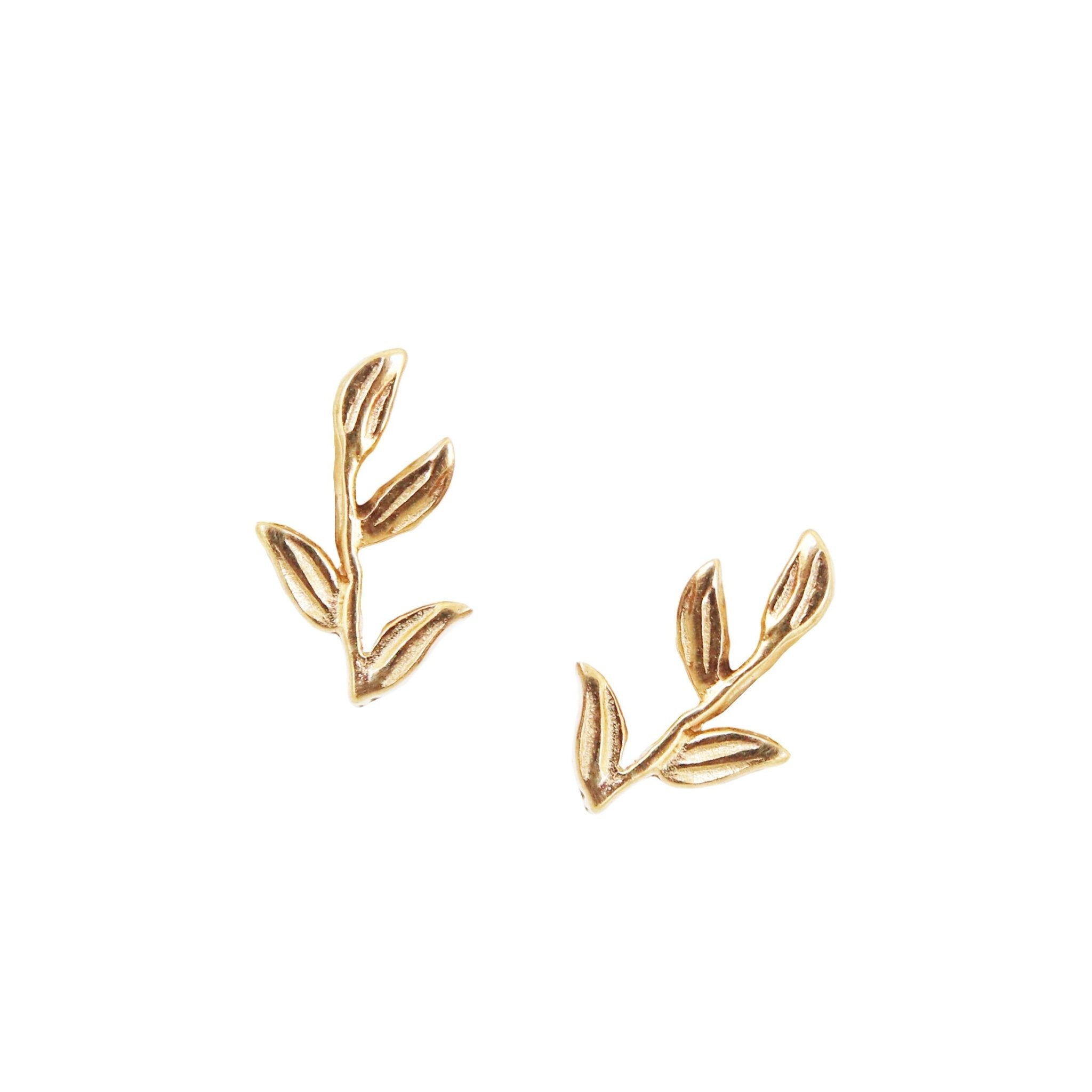 FRAICHE INSPIRE OLIVE LEAF STUDS - GOLD - SO PRETTY CARA COTTER product image