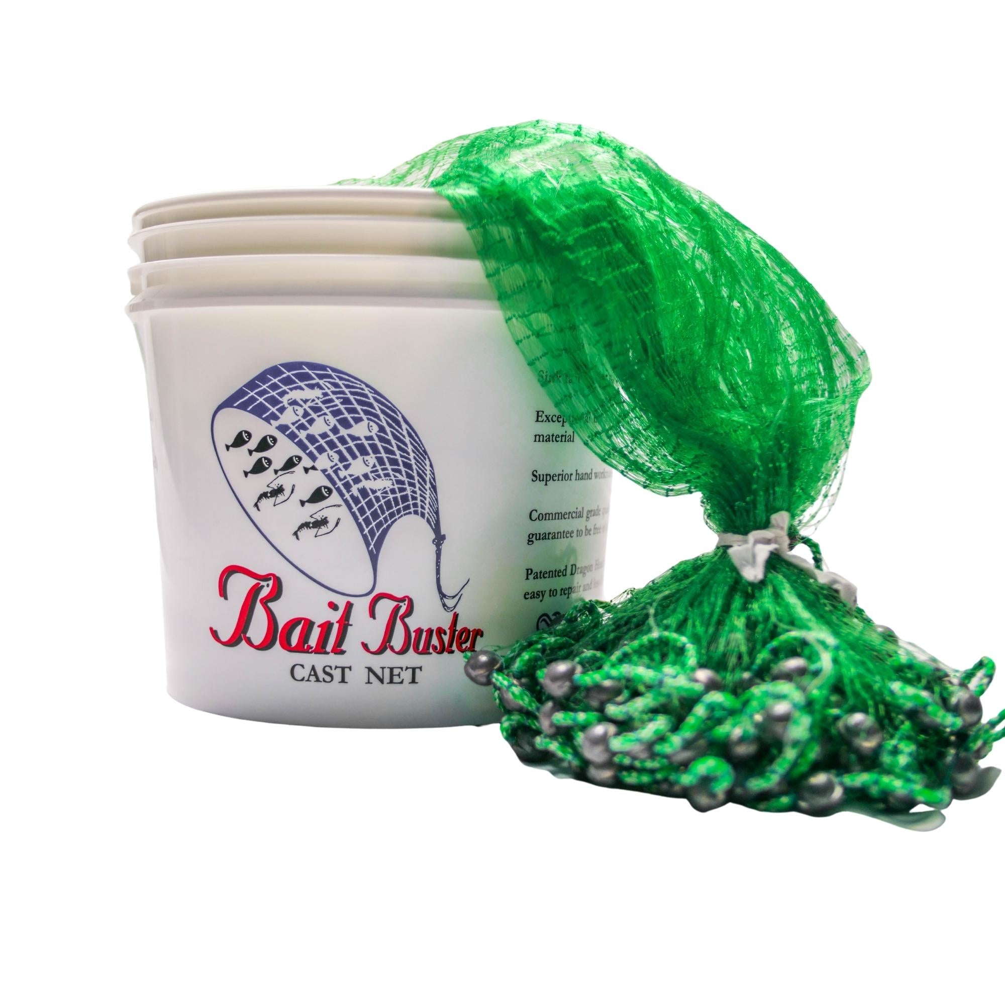 Bait Buster Cast Net - 3/8 Sq. Bait Mesh (1.5 lb/ft), Lee Fisher Sports