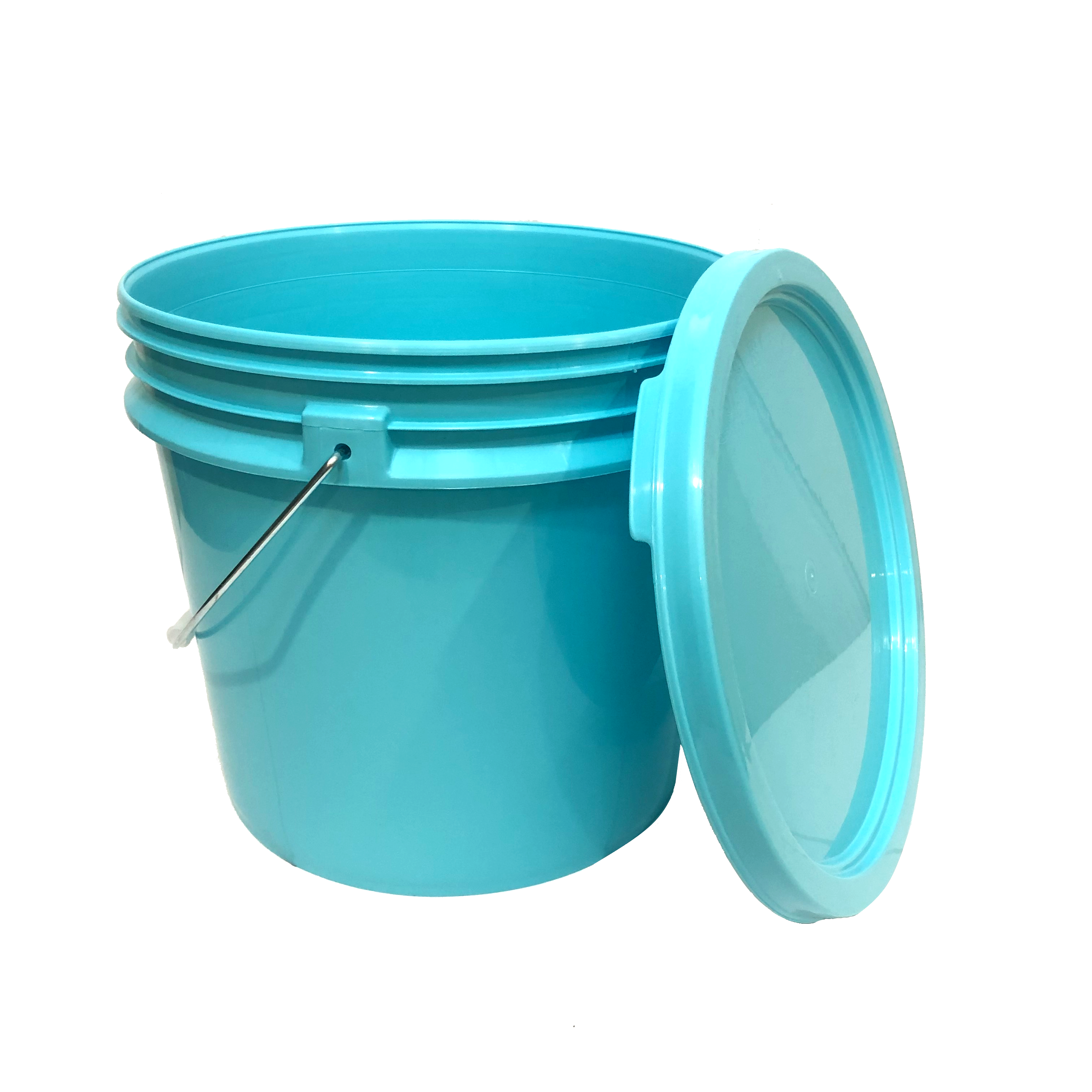 Bucket - 3.5 Gallon Outdoor Metal Handle Bucket with Lid, Aqua Blue Color, Lee  Fisher Sports
