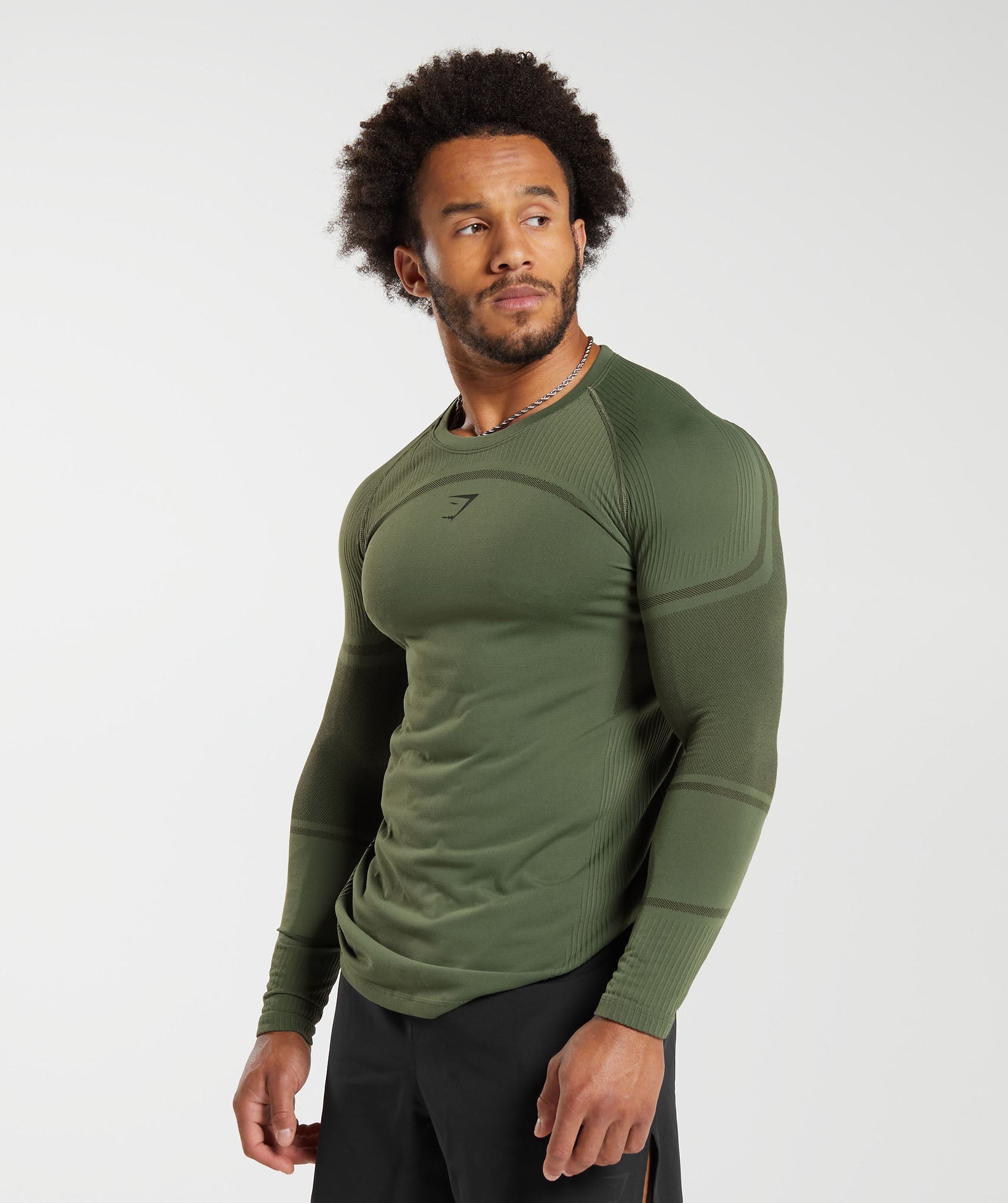 315 Seamless Long Sleeve T-Shirt in Core Olive/Deep Olive Green - view 3