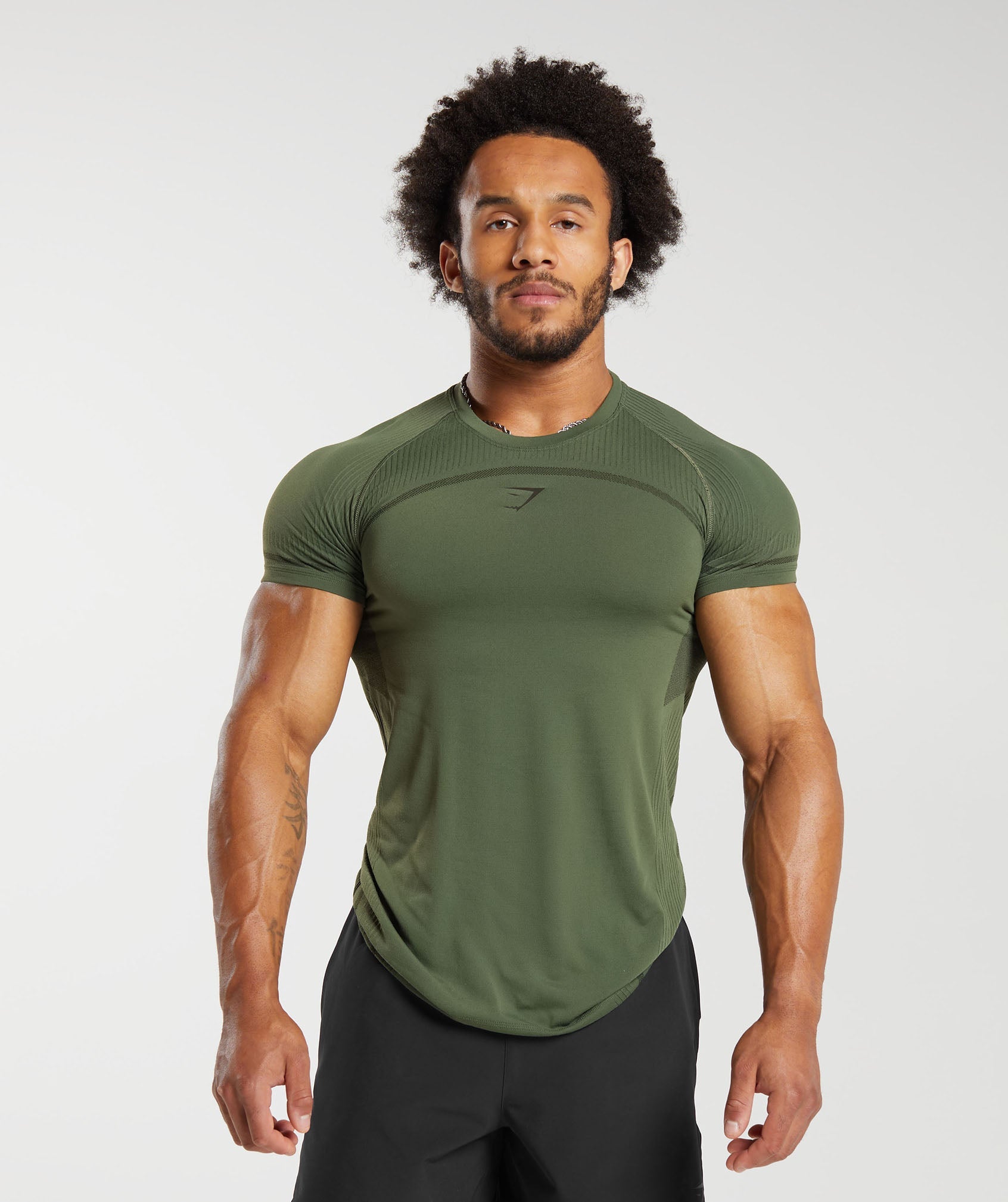 315 Seamless T-Shirt in Core Olive/Deep Olive Green - view 1
