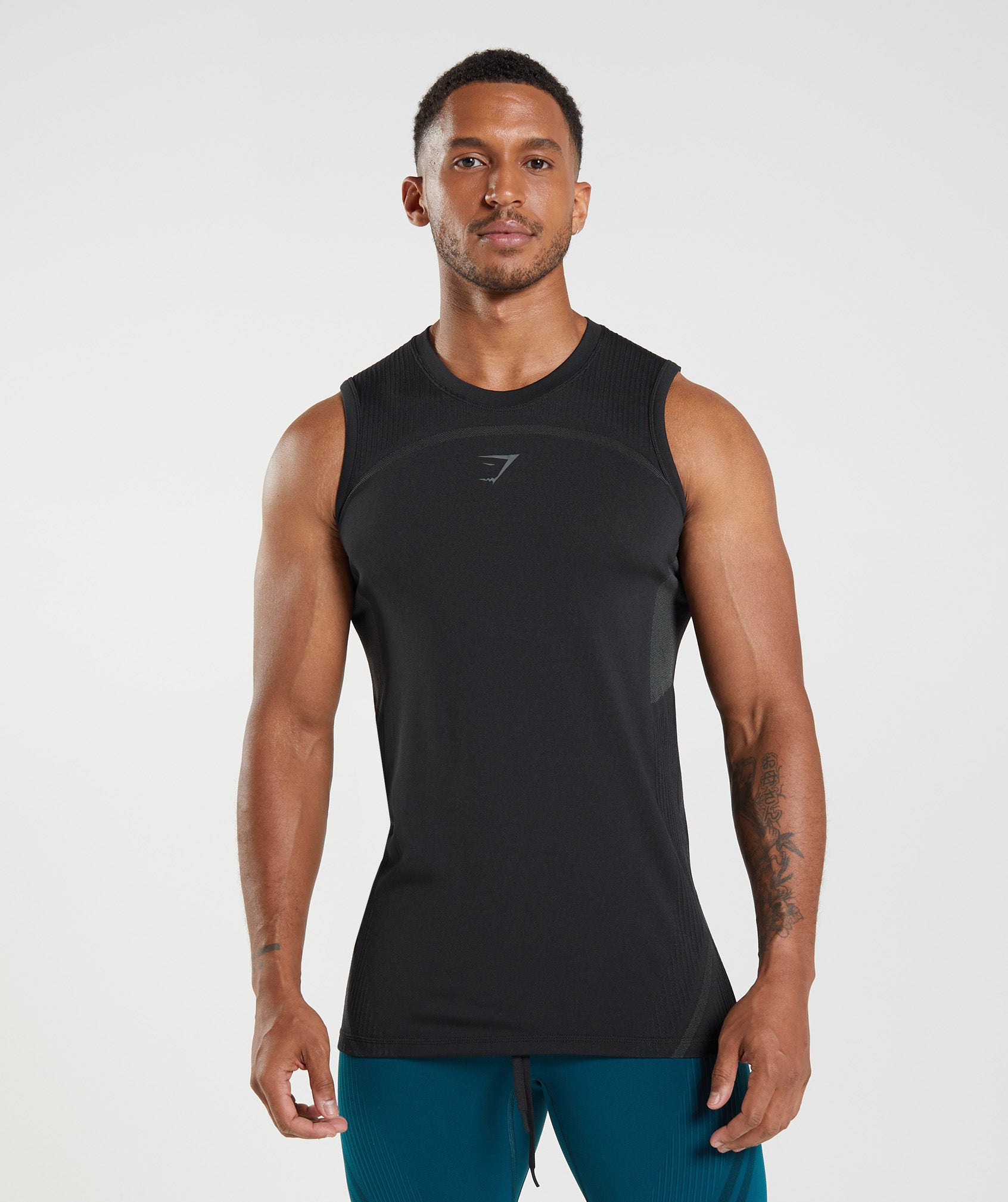 315 Seamless Tank in Black/Charcoal Grey - view 1