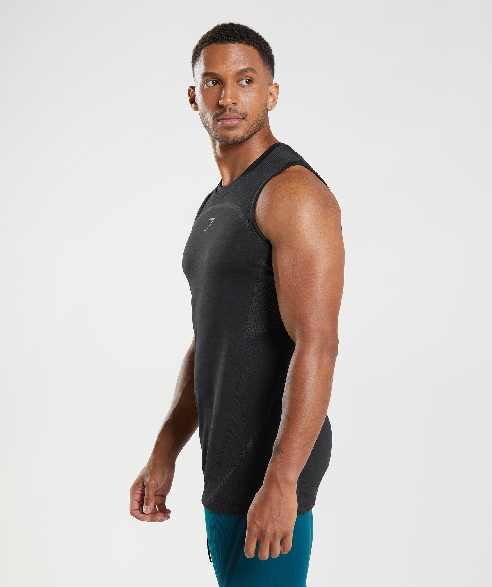 315 Seamless Tank in Black/Charcoal Grey - view 3