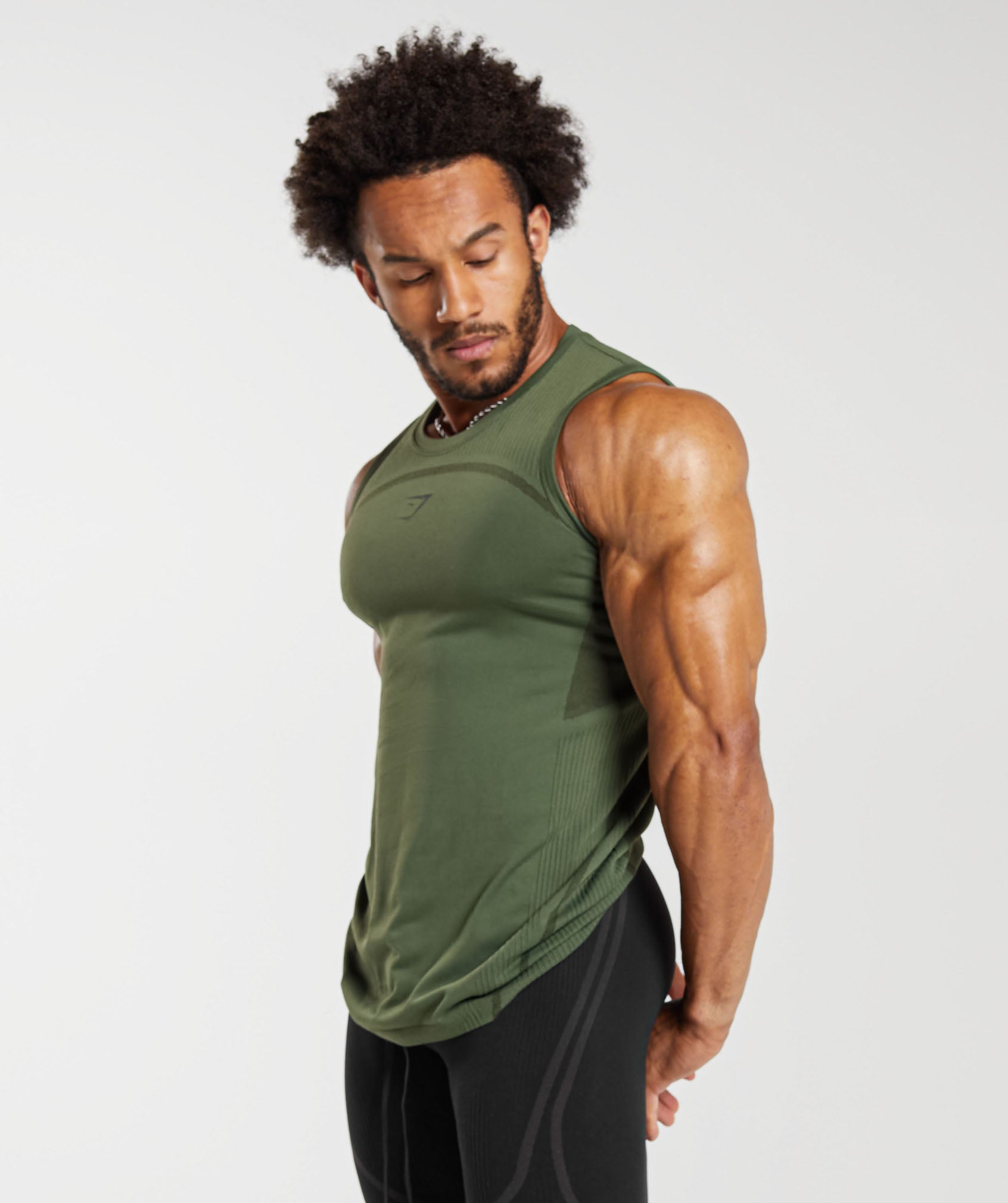 315 Seamless Tank in Core Olive/Deep Olive Green - view 3