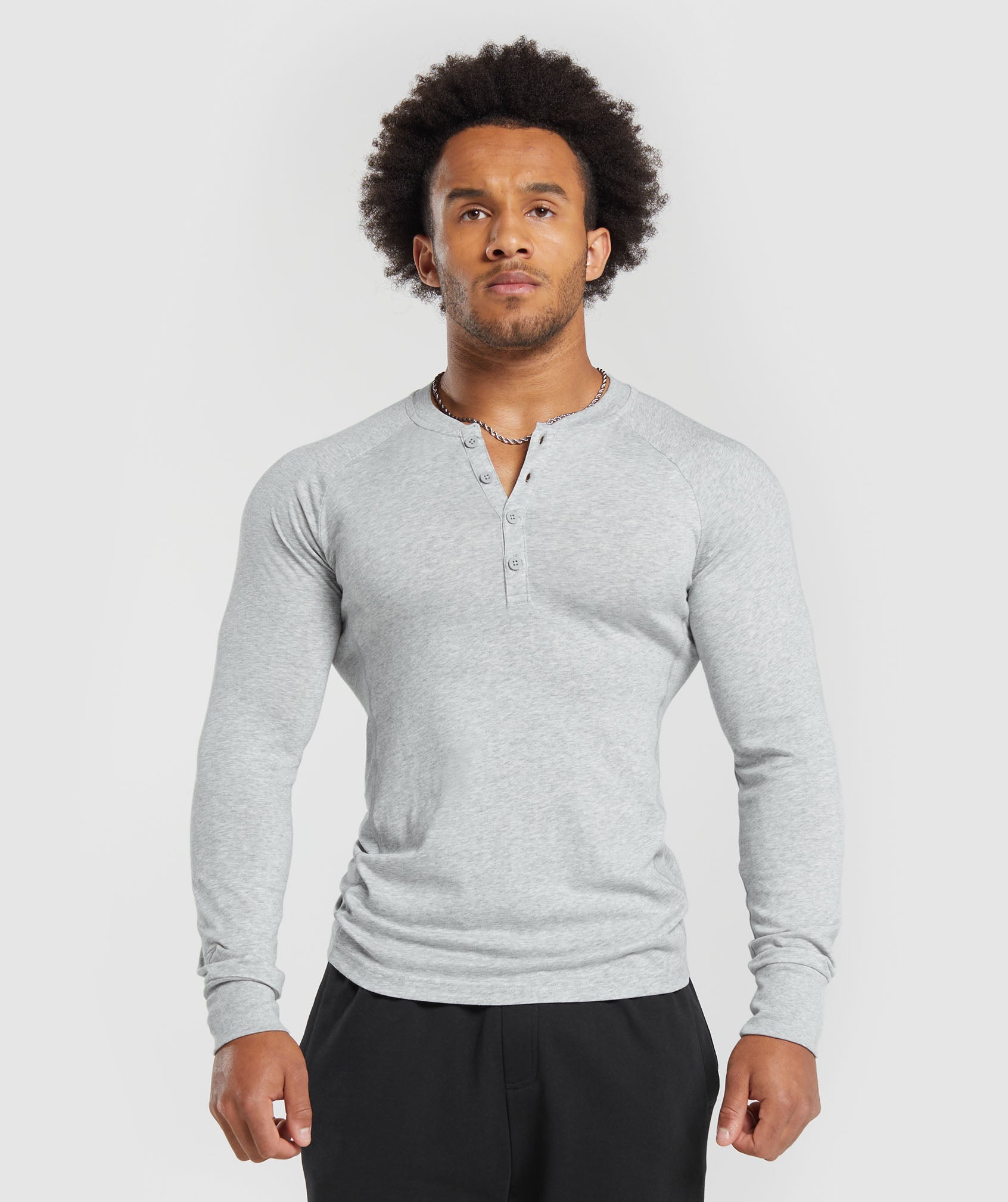 Mens Casual Long Sleeve Henley Shirt - Classic Lightweight Slim Fit Basic  Cotton Shirts Athletic Workout Button Pullover Tops