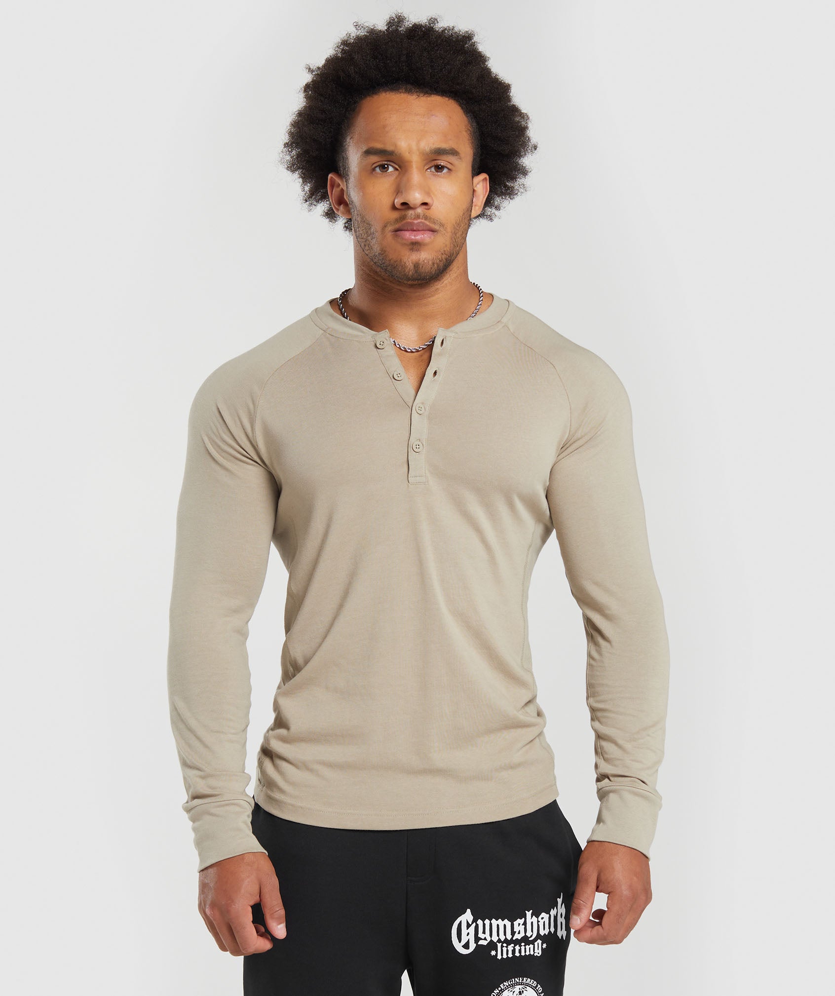 Rest Day Essentials Henley in Sand Brown is out of stock