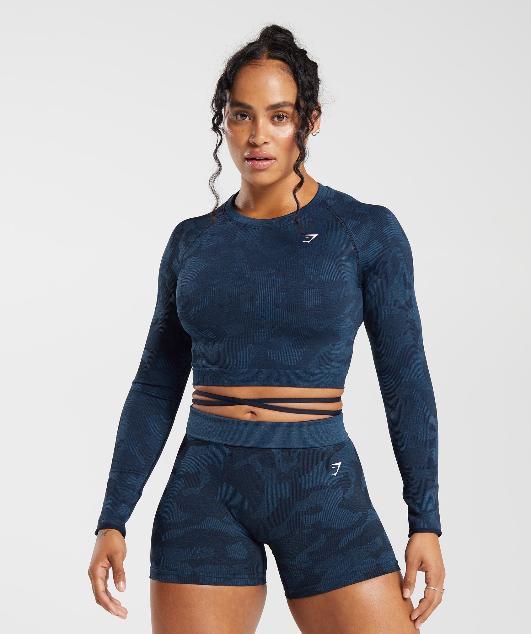 Adapt Camo Seamless Ribbed Long Sleeve Crop Top