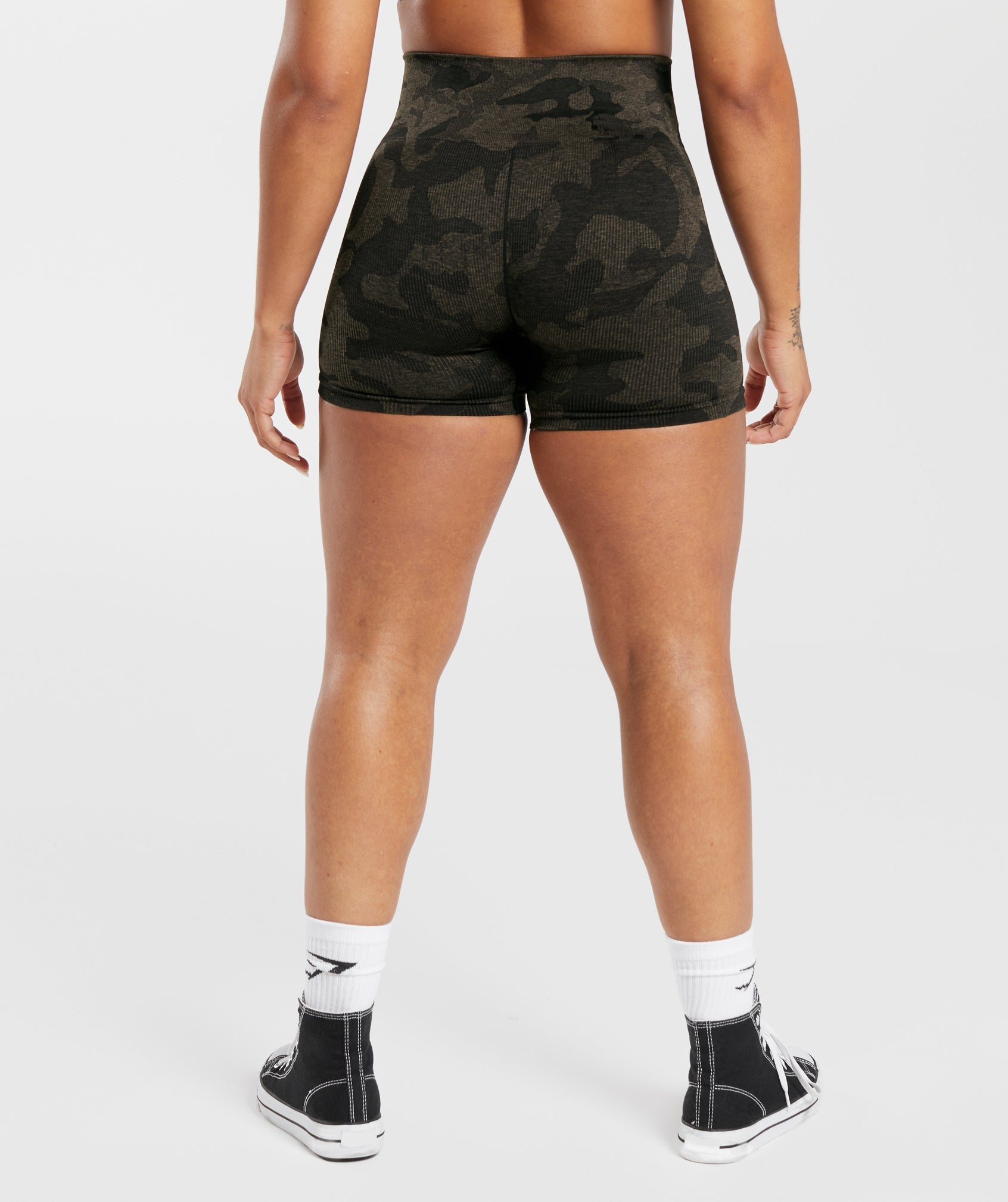 Women's gymshark power loose camo shorts black gray - Depop