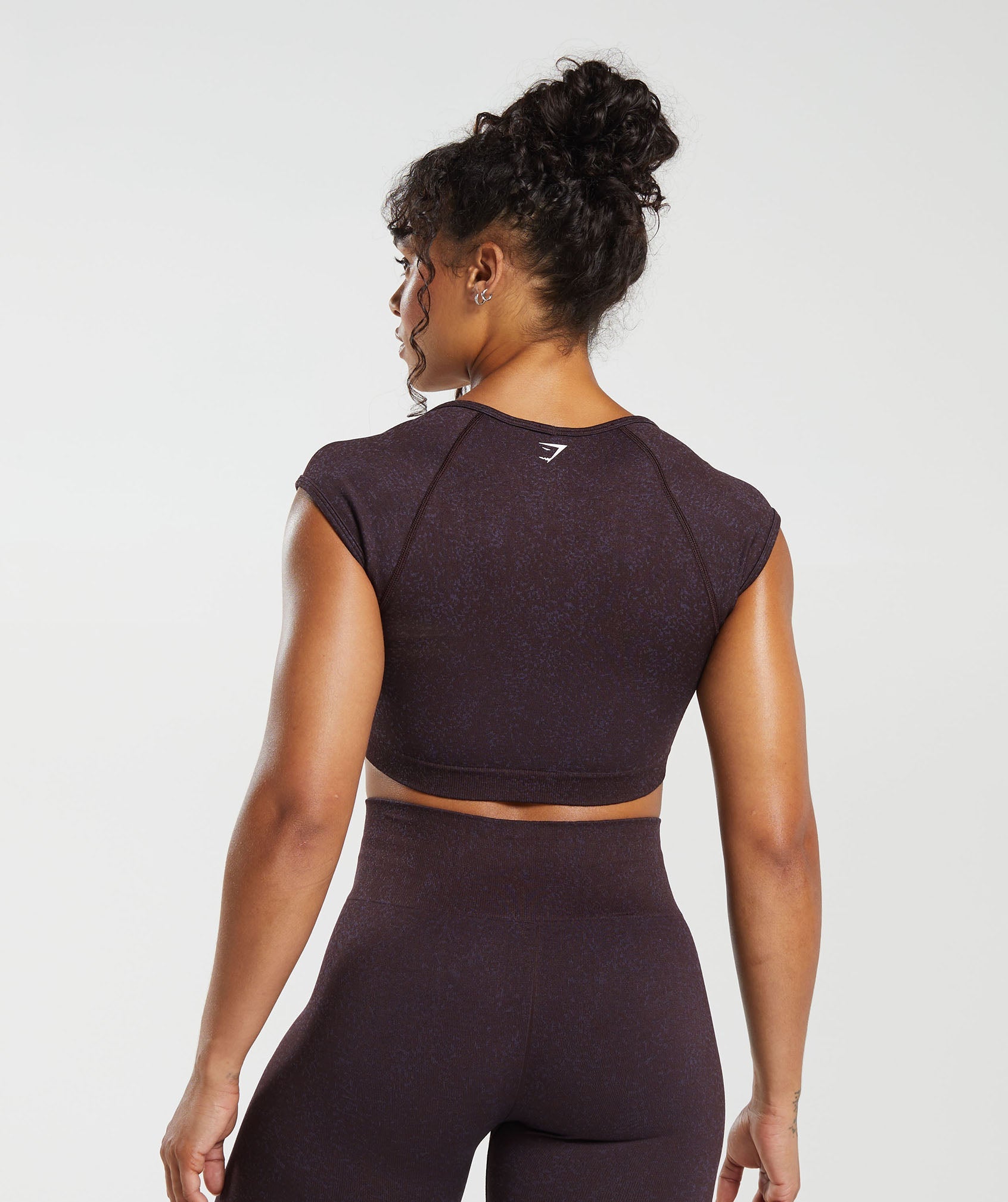 Adapt Fleck Seamless Crop Top in Plum Brown/Dewberry Purple - view 2