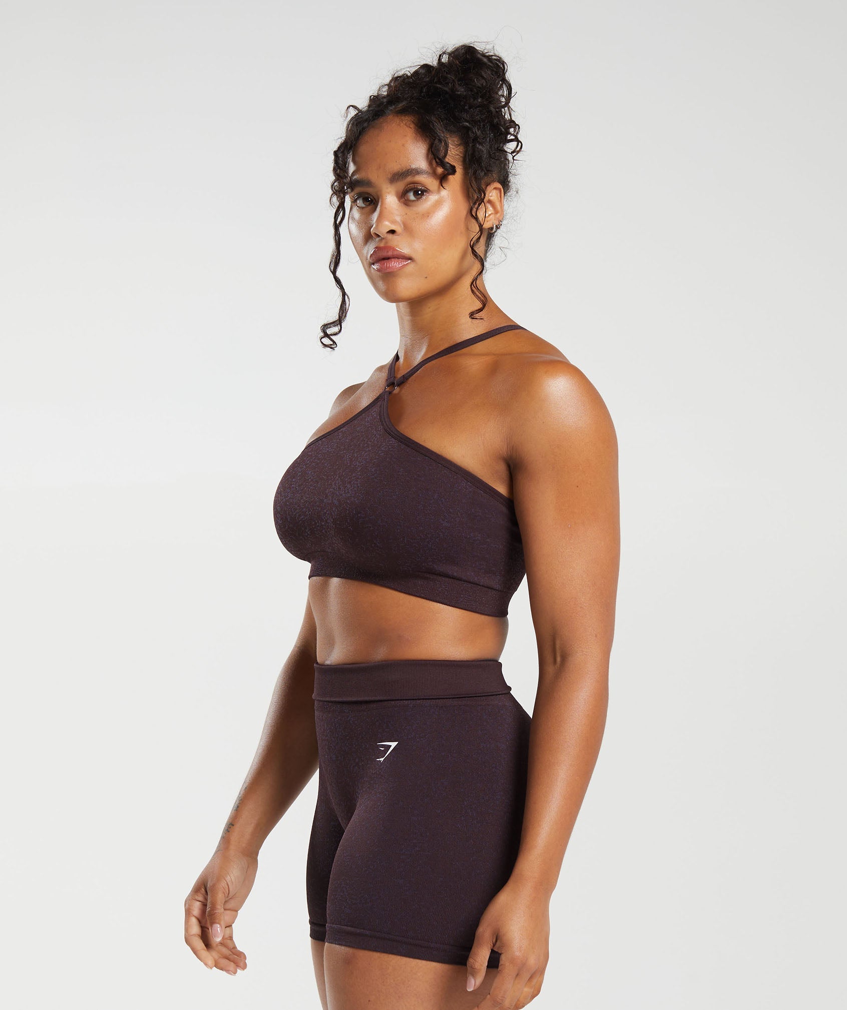 Adapt Fleck Seamless Halterneck Bralette in Plum Brown/Dewberry Purple - view 3