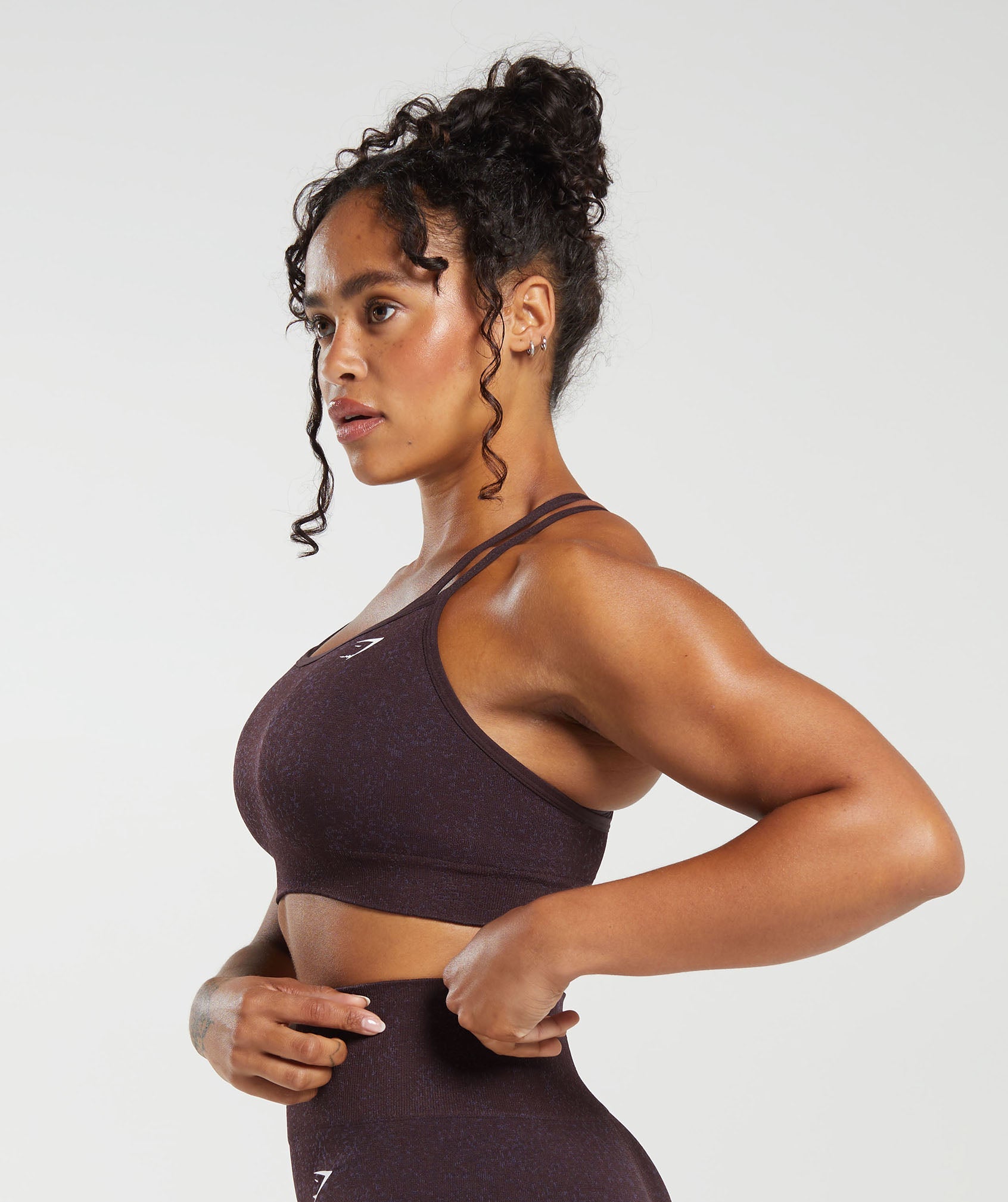 Gymshark Women's Adapt Fleck Seamless Layered Sports Bra Grey/Black XS