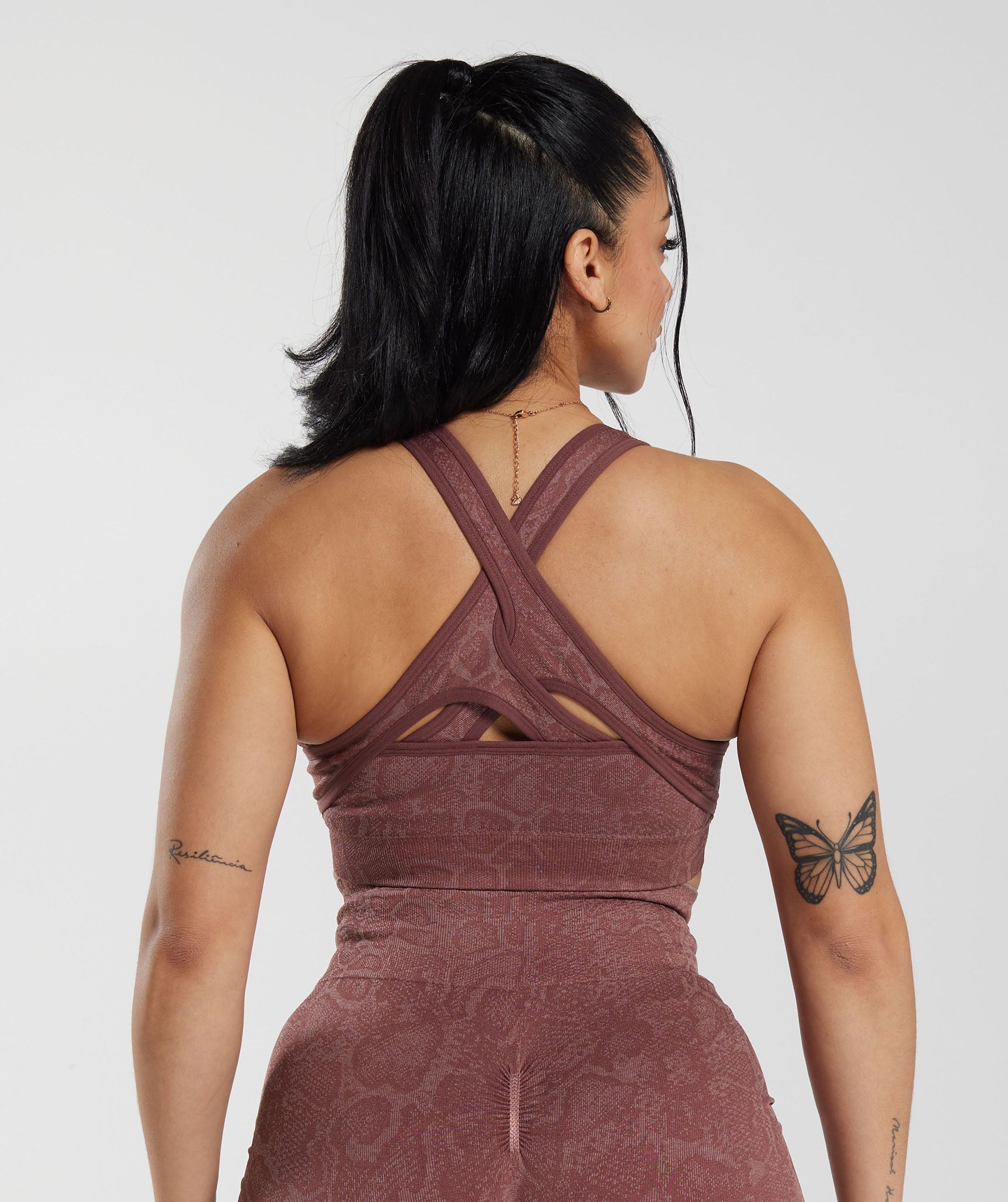 Gymshark Elevate Longline Sports Bra - Rose Brown