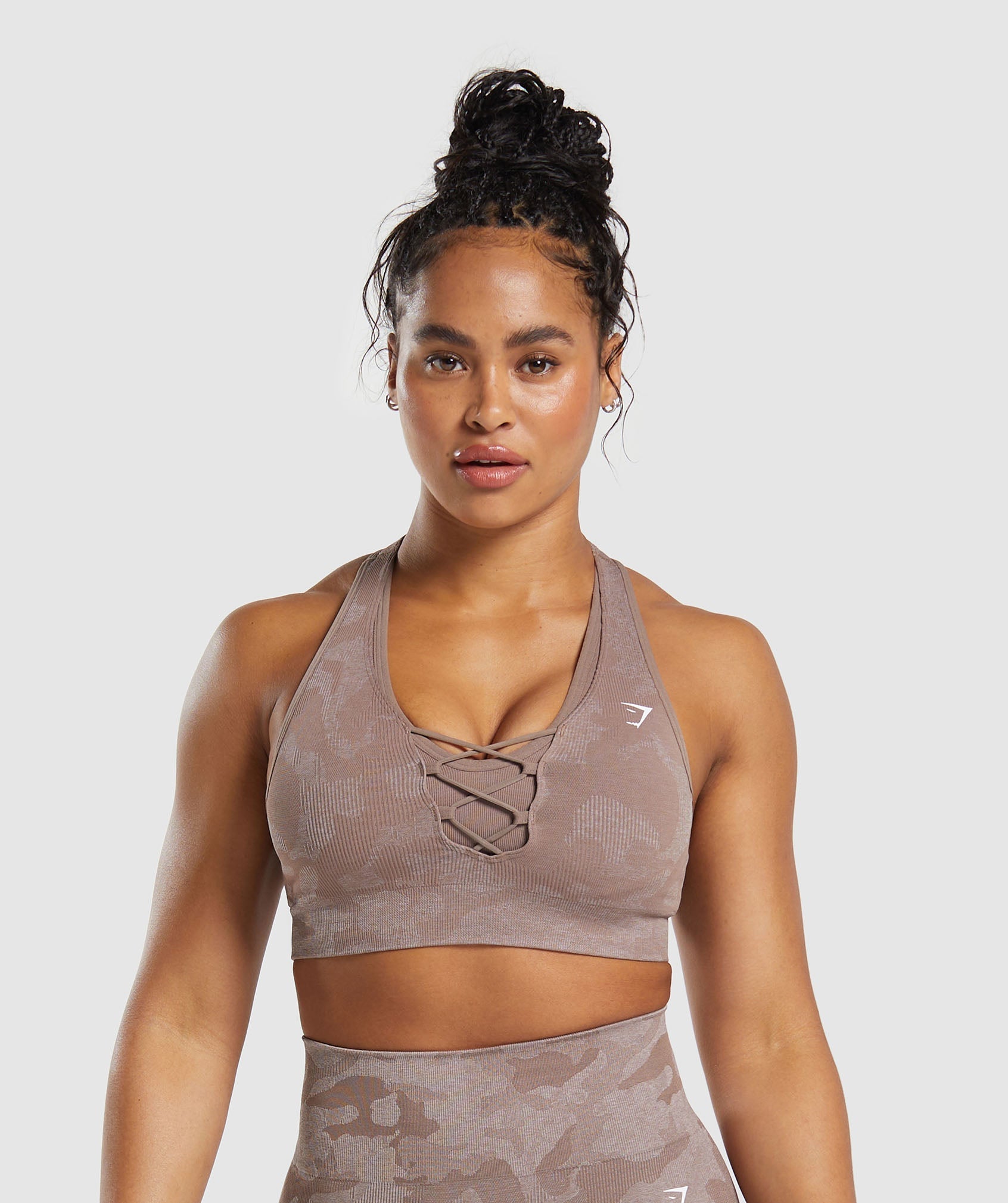 Adapt Camo Seamless Sports Bra- Mocha Mauve/Stone Pink