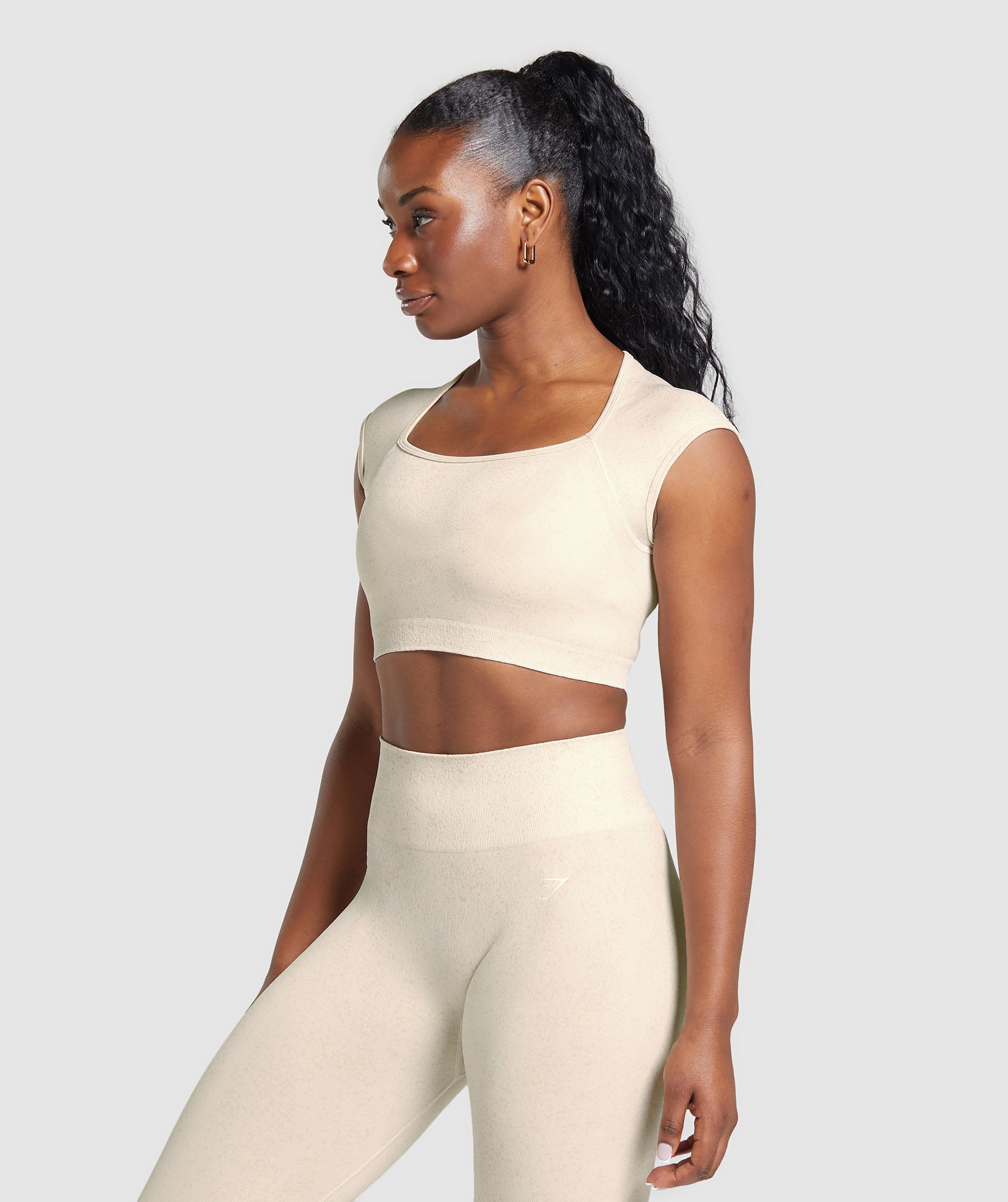 Adapt Fleck Seamless Crop Top in Coconut White - view 3