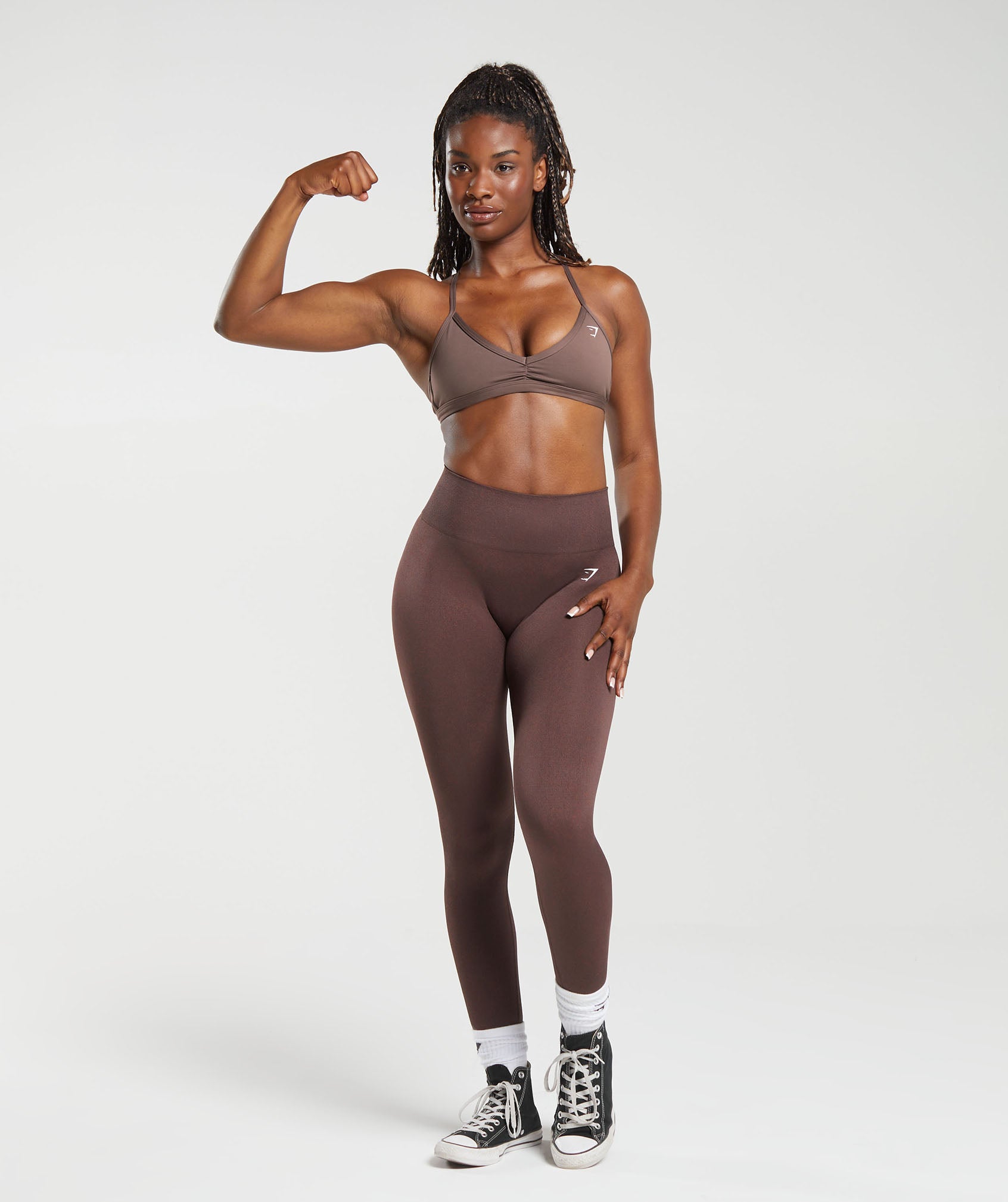 Gymshark Energy Seamless Womens Long Training Tights - Brown