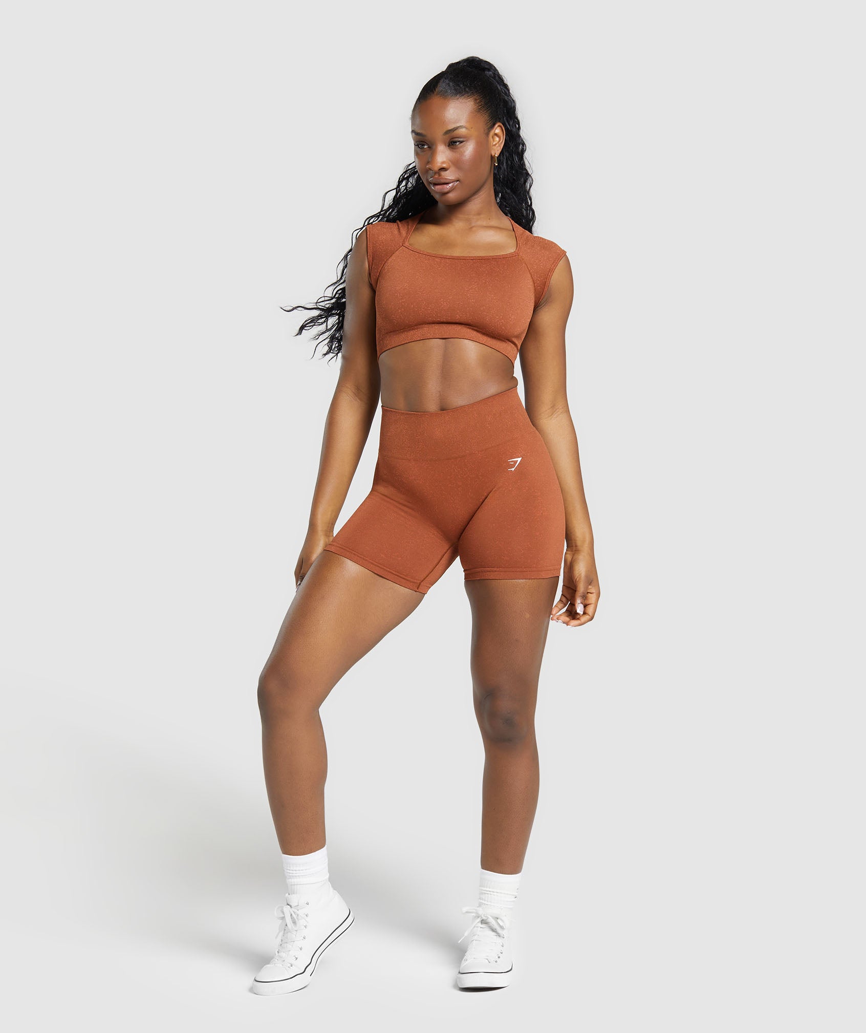 Adapt Fleck Seamless Shorts in Copper Brown/Terracotta Orange - view 4