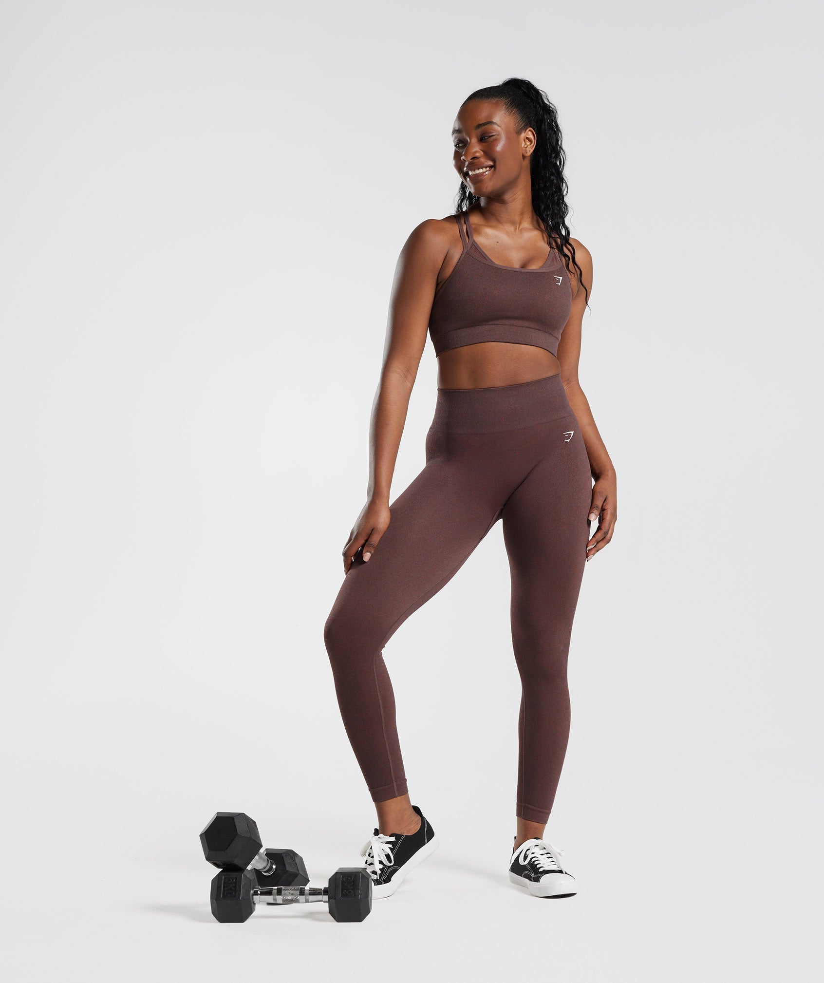 Adapt Fleck Seamless Sports Bra in Chocolate Brown - view 4