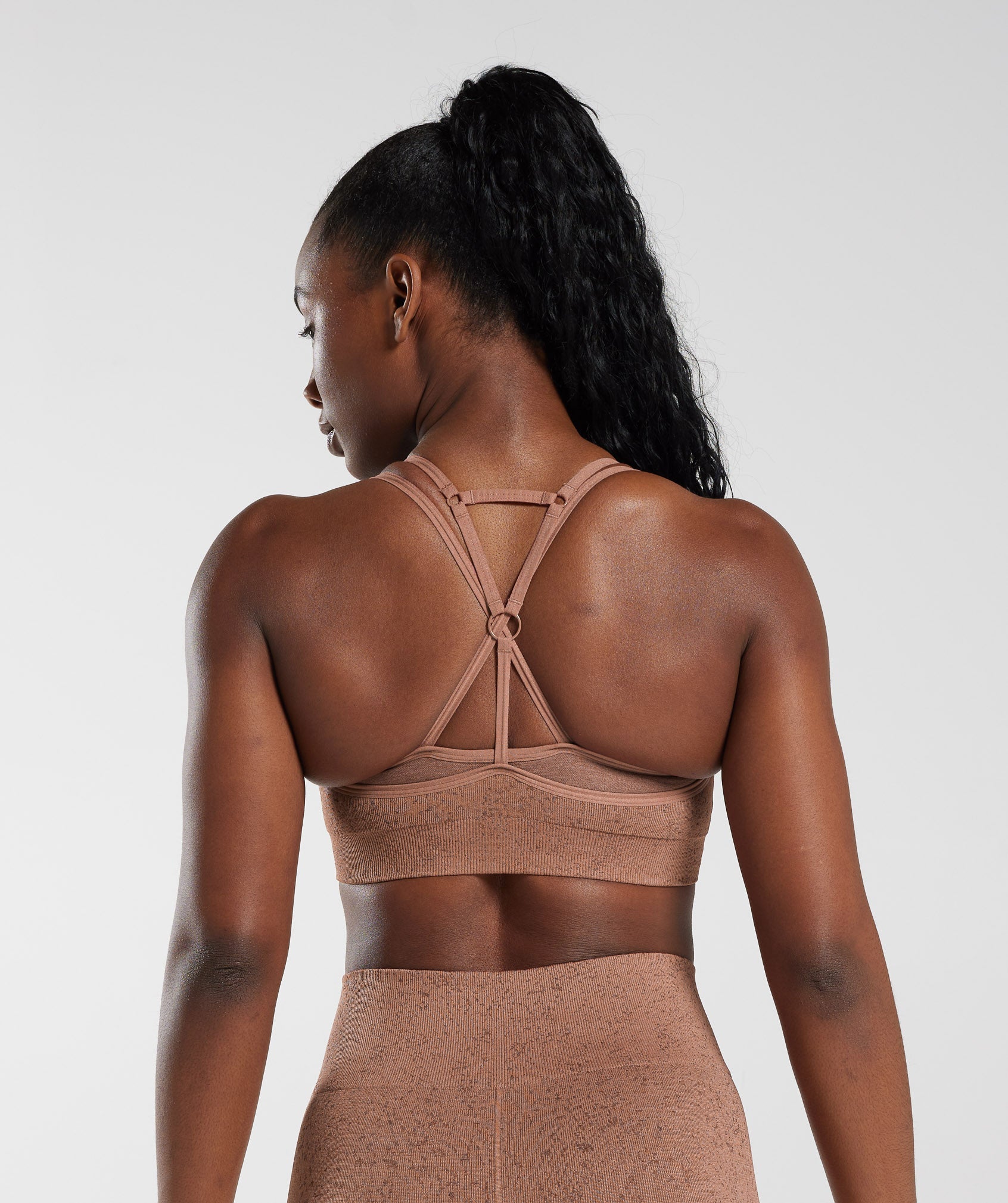 Adapt Fleck Seamless Sports Bra in Sandstone Brown - view 2