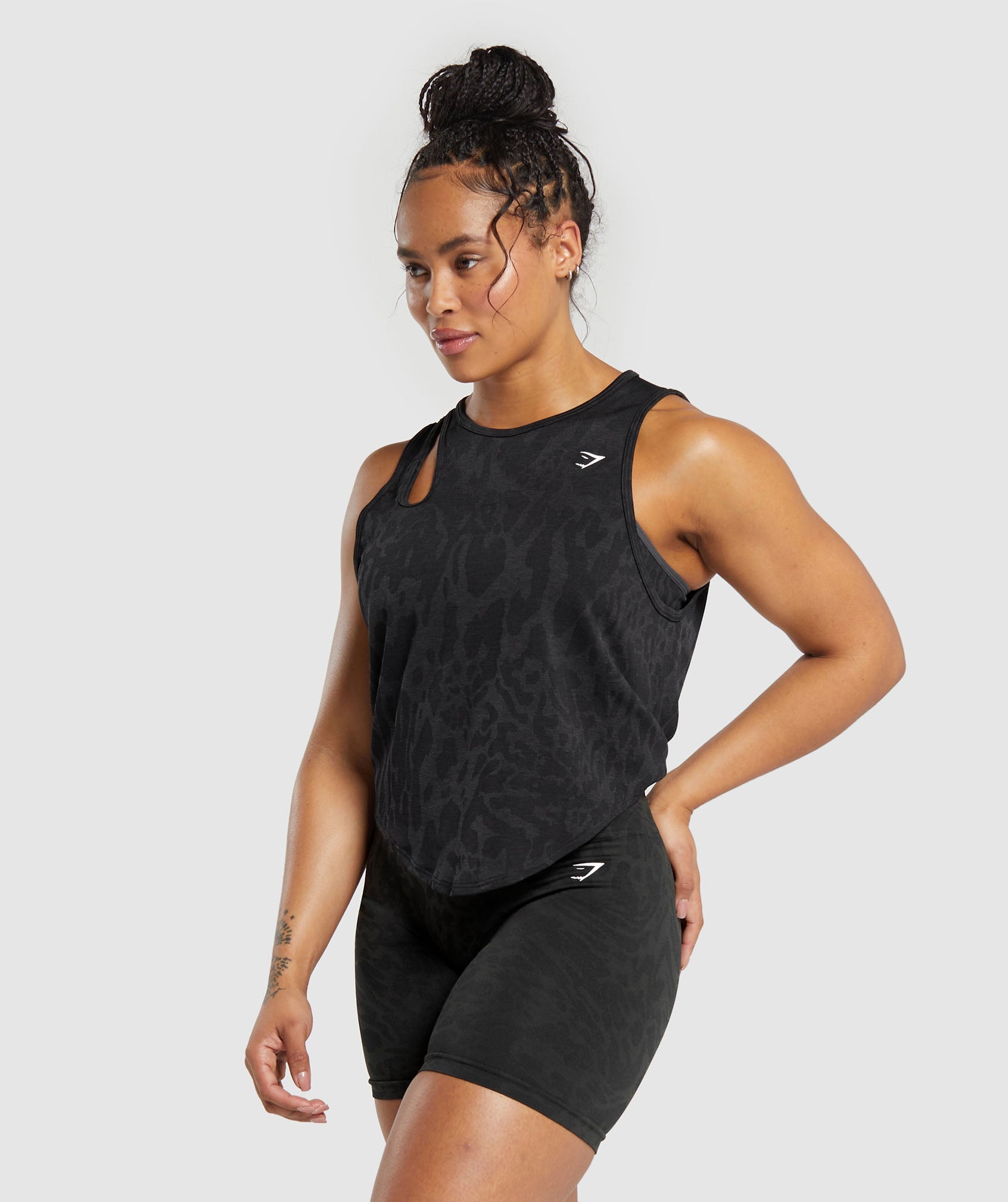 Adapt Safari Seamless Drop Arm Lifting Tank in Black/Asphalt Grey - view 3