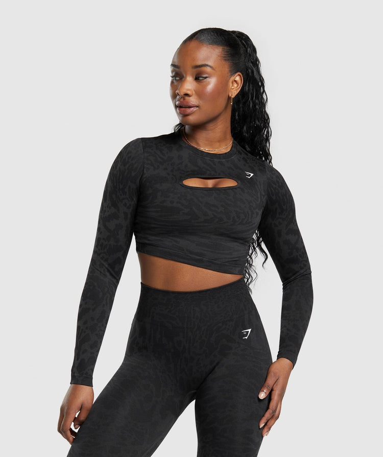 Gymshark Adapt Safari Seamless Long Sleeve Crop Top - Wave Blue/Iris ...