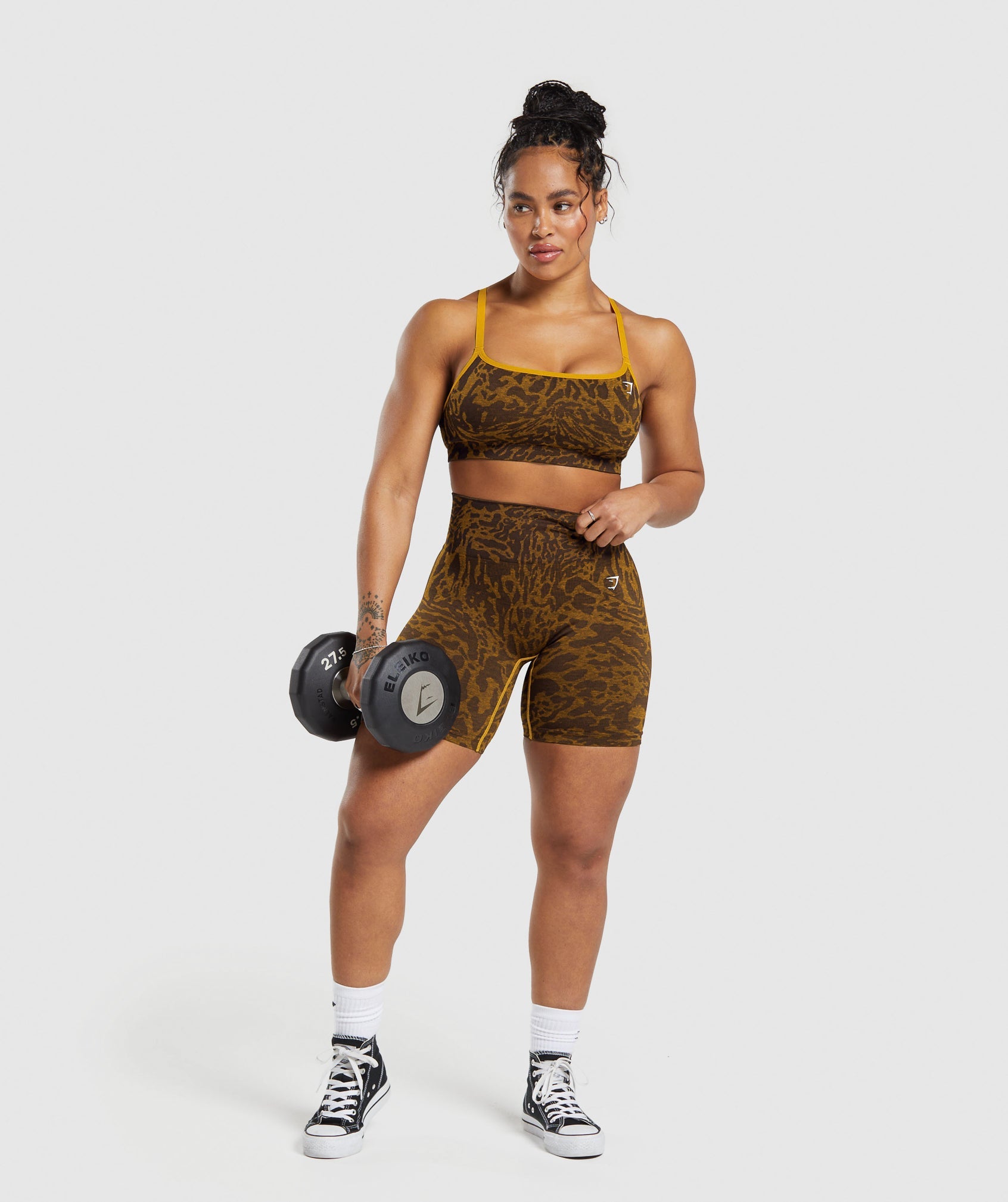 Gymshark Adapt Safari Seamless Sports Bra - Archive Brown/Burnt Yellow