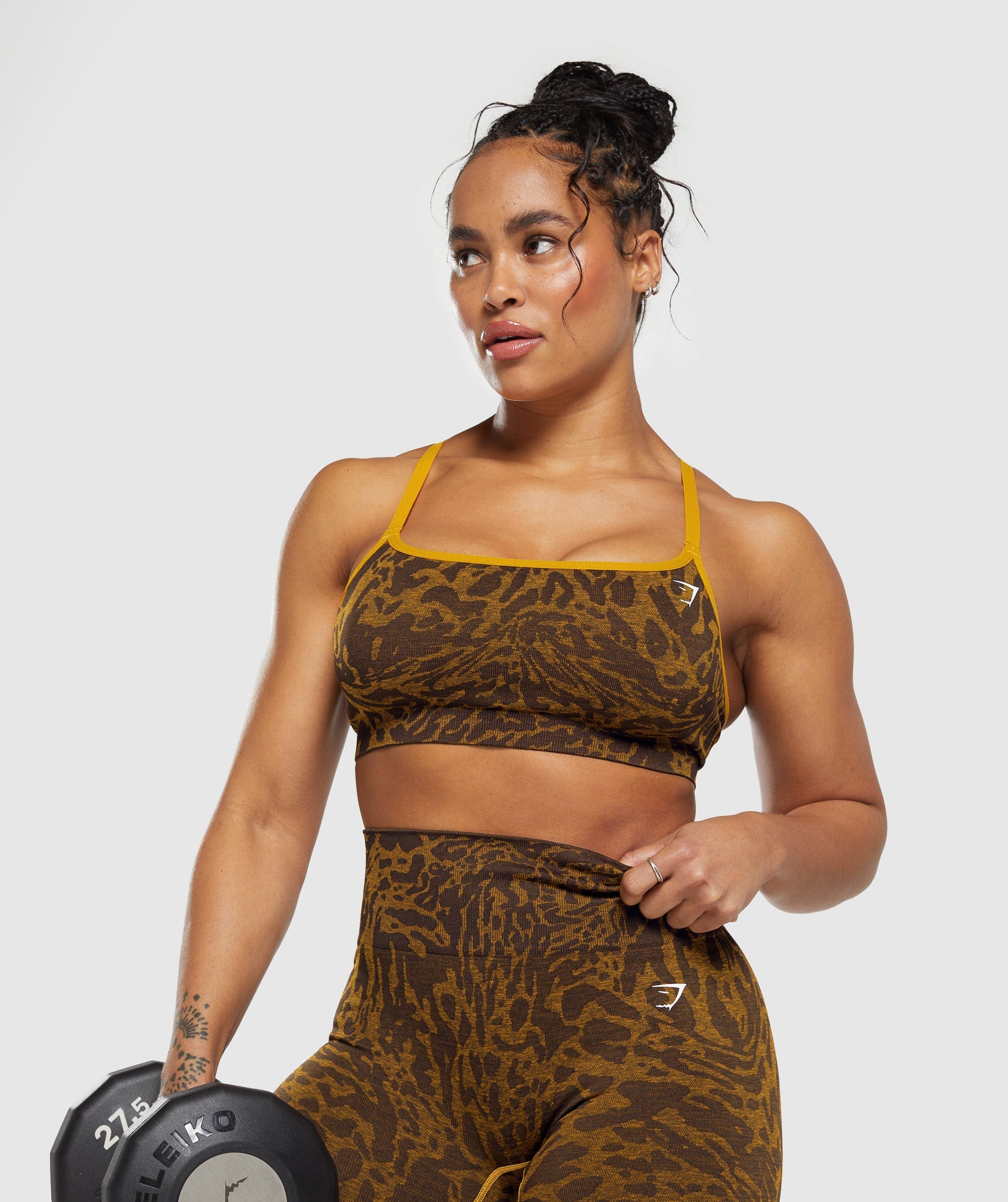 Gymshark Adapt Safari Seamless Sports Bra - Archive Brown/Burnt Yellow