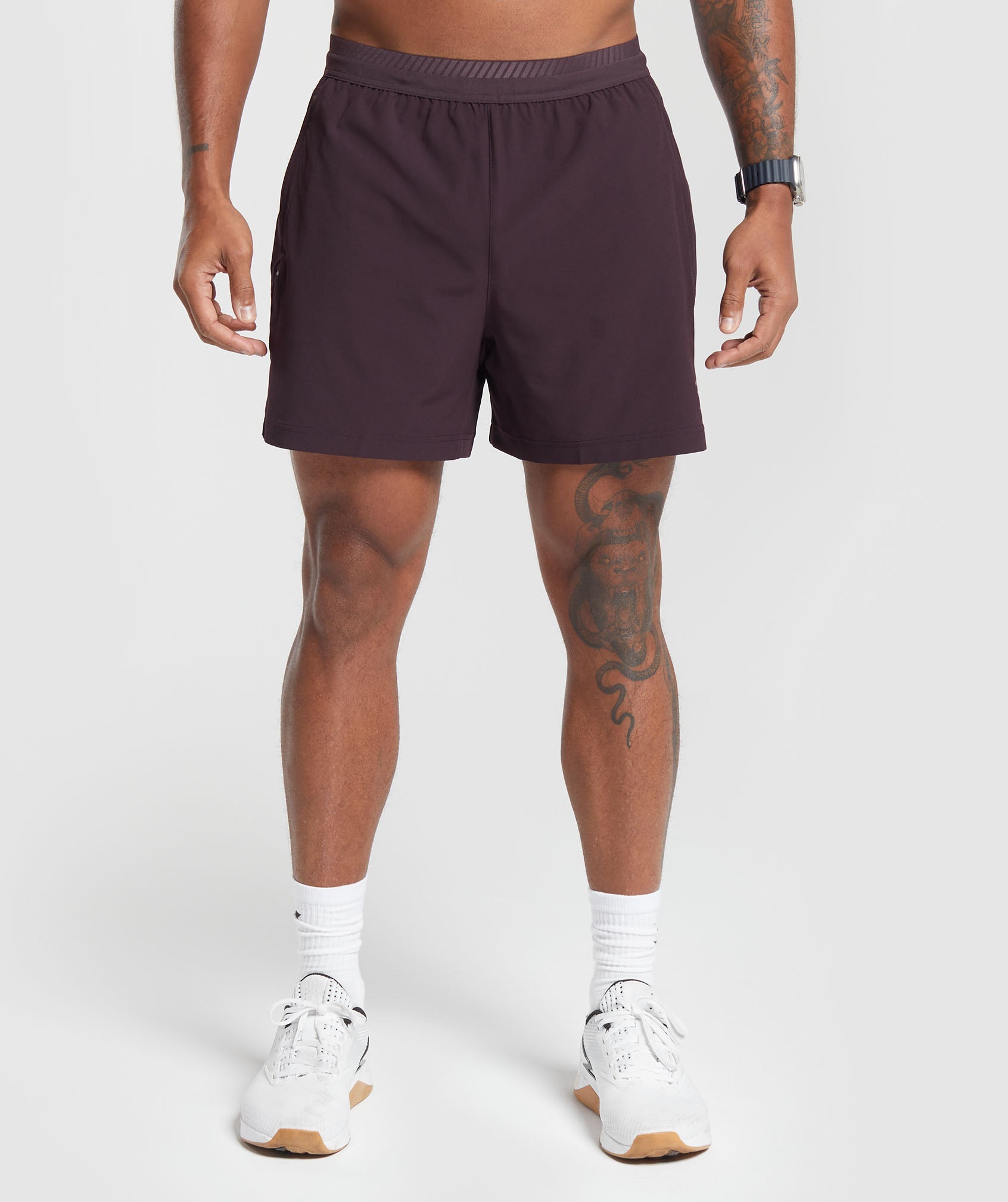 Apex 5" Hybrid Shorts in Plum Brown - view 1