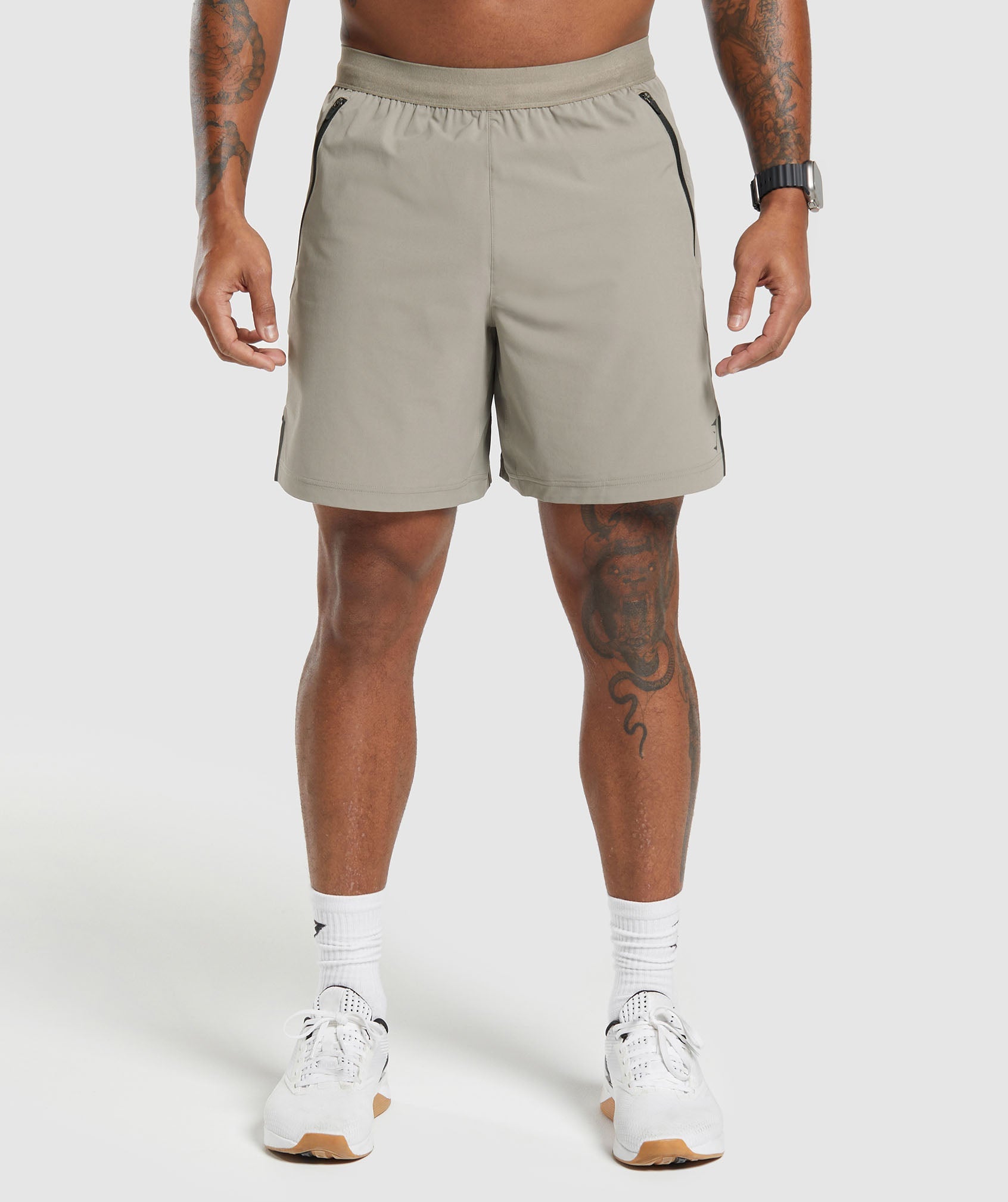 Apex 7" Hybrid Shorts in Linen Brown - view 1