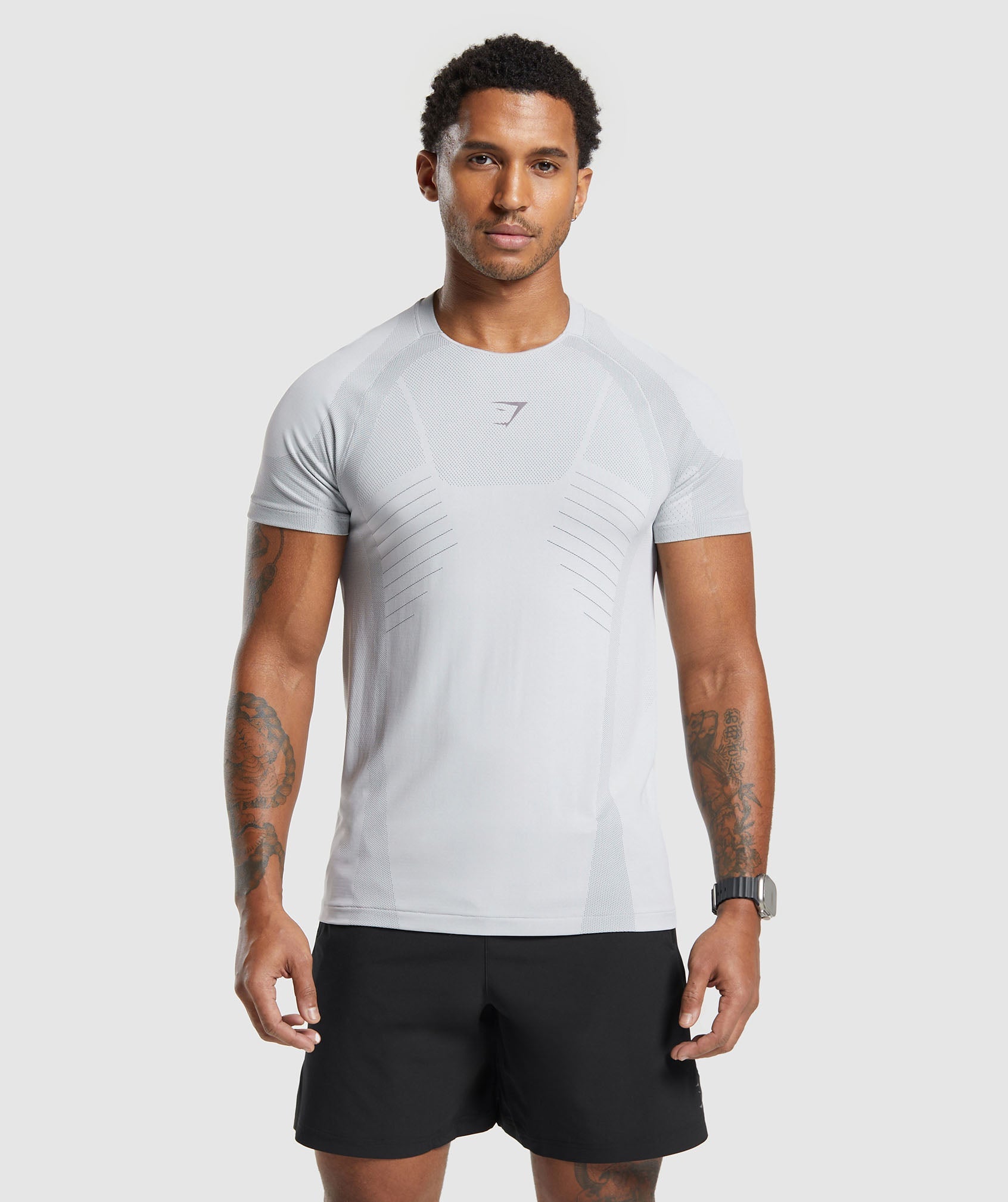 Gymshark Apex Seamless T-Shirt - Light Grey/Medium Grey | Gymshark