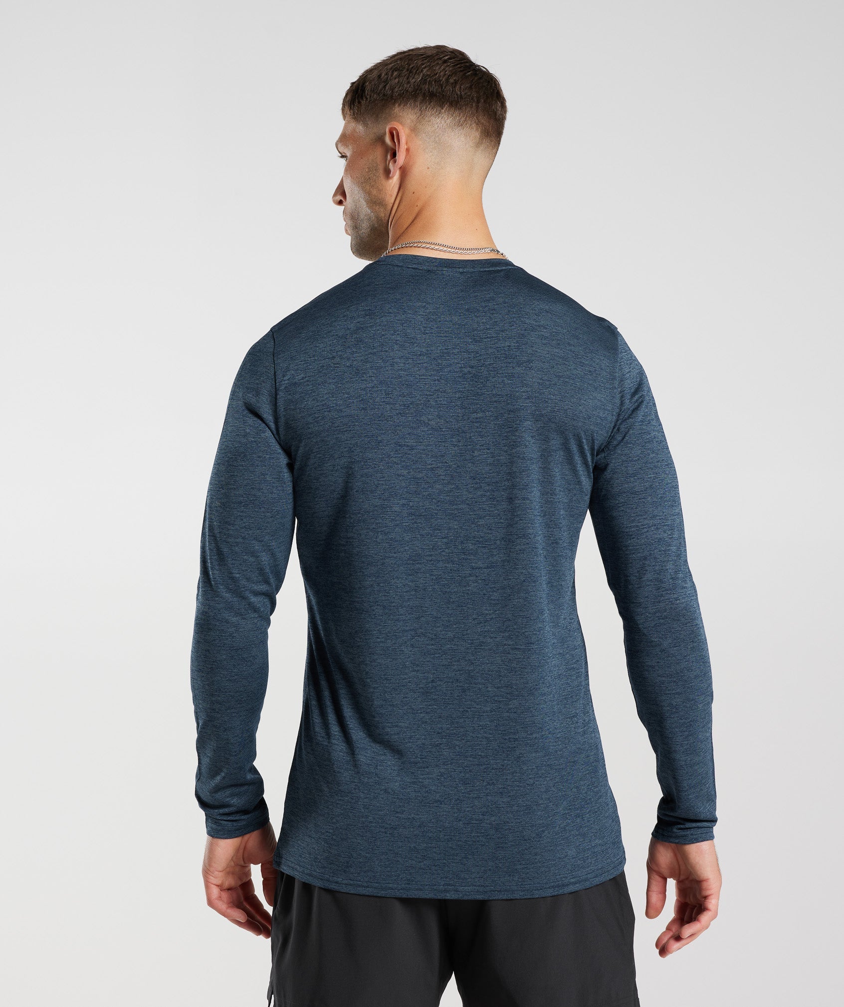 Arrival Marl Long Sleeve T-Shirt in Navy/Smokey Teal Marl - view 2