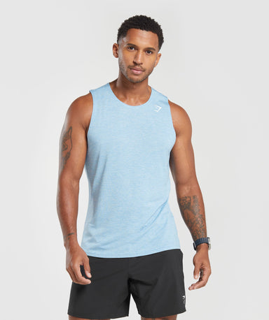 Gymshark Arrival Slim Marl Tank - Shark Blue/White Marl | Gymshark